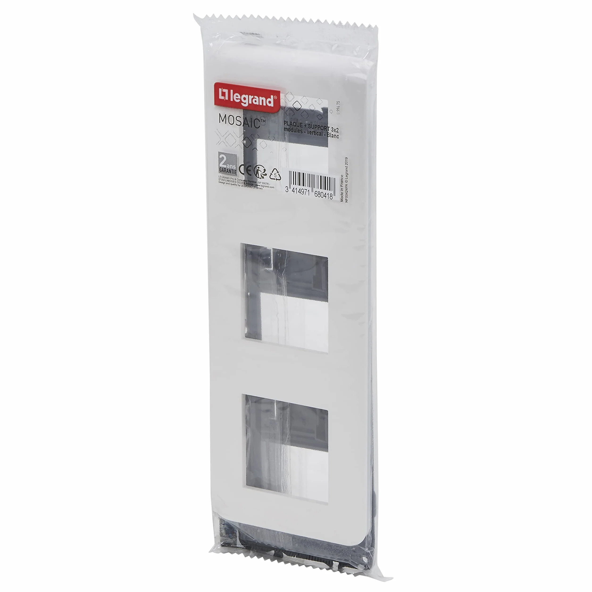 Legrand Plaque Mosaic 3x2 Modules Montage Vertical Blanc