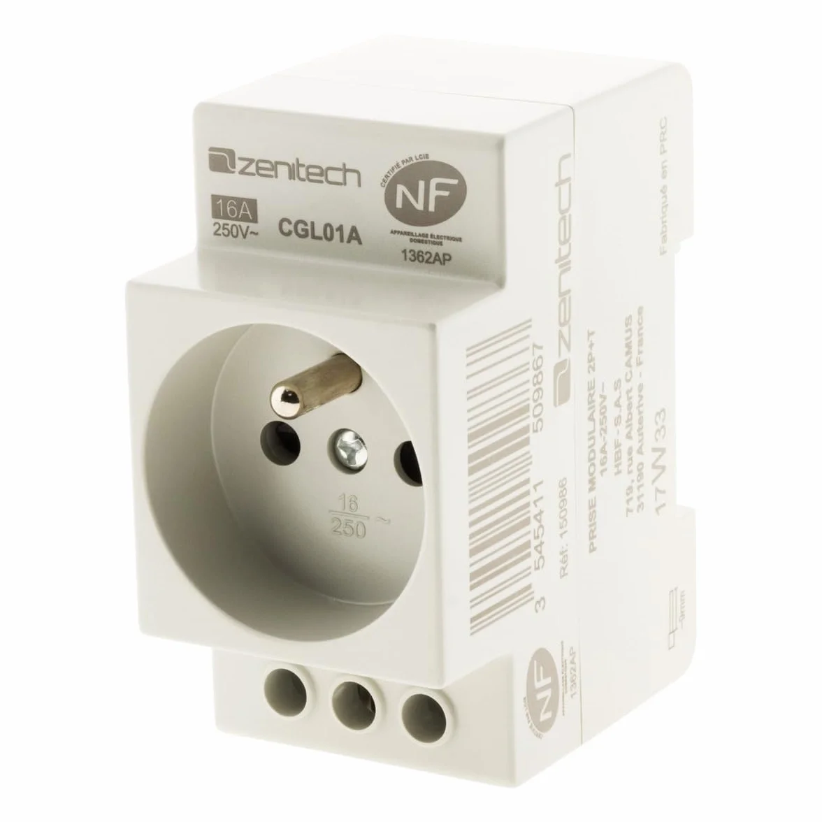 Zenitech Prise modulaire 2P+T NF