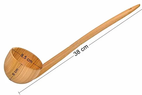 Louche en bois de cerisier naturelle pour cuisine et sauna