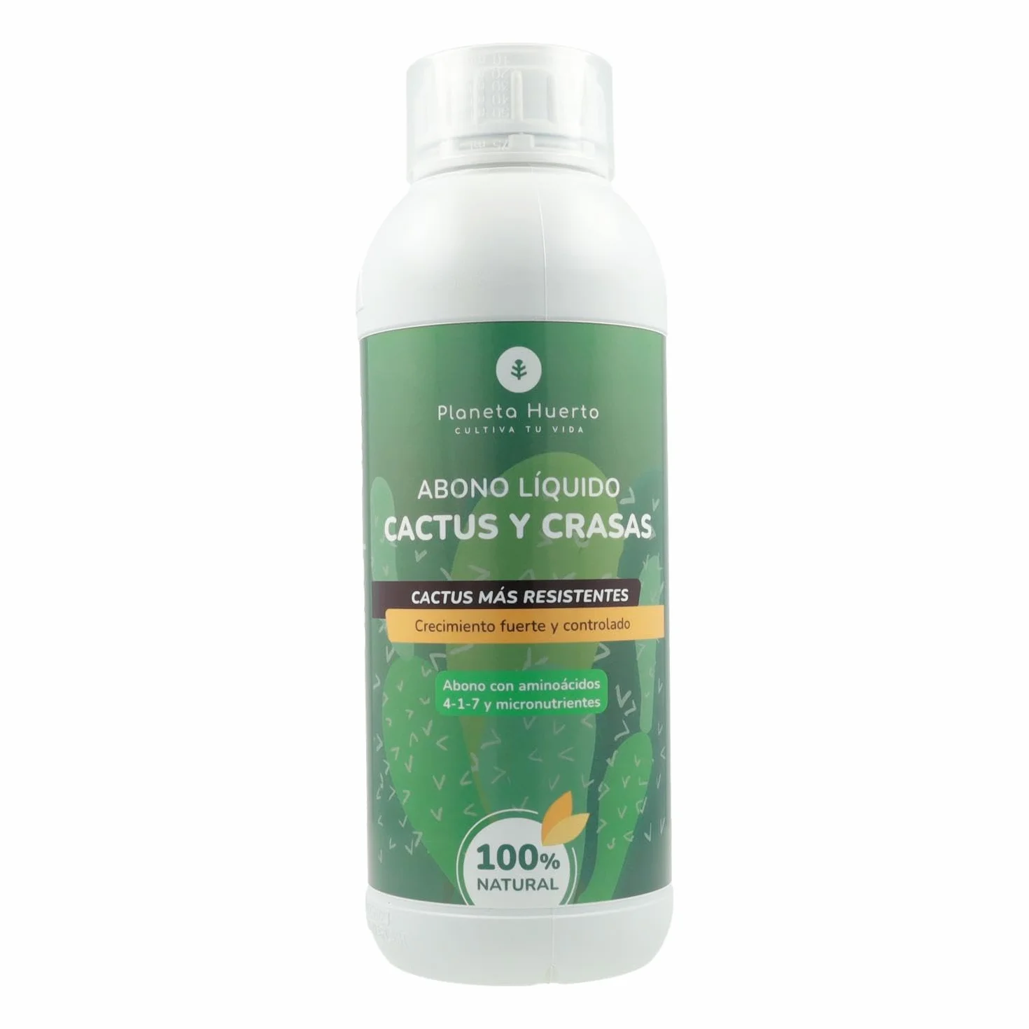 PLANETA HUERTO | Engrais liquide pour cactus et plantes succulentes 1 L – Engrais liquide biologique avec acides aminés et micronutriments, favorise la croissance