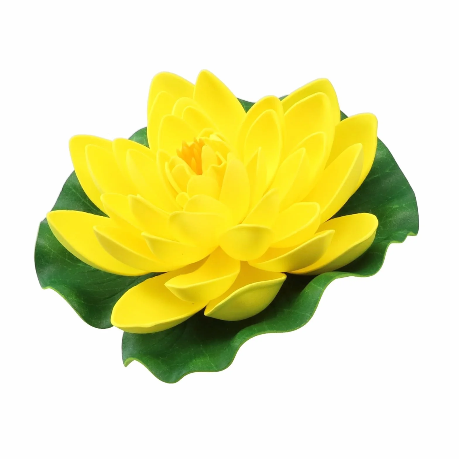 Fleur de lotus flottante artificielle de 17,8 cm - Grand nénuphar pour tampons, étang, piscine, décoration de jardin, aquarium, maison, mariage - 1 pièce - Blanc (jaune)