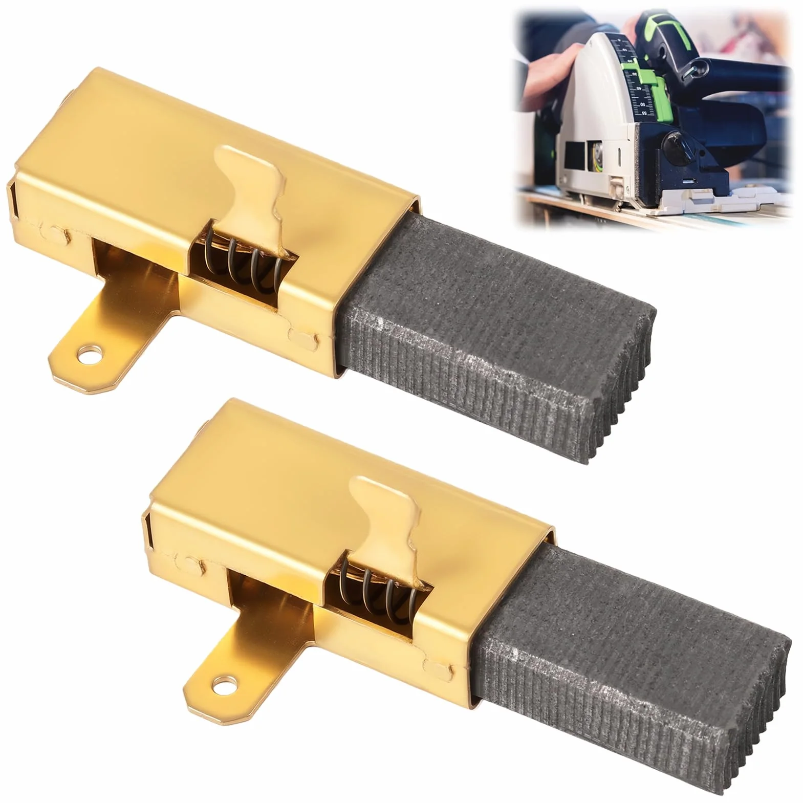 Balais de carbone compatibles Festool TS55 TS75 6 x 11 x 16,5 mm connexion métal (2 pièces)
