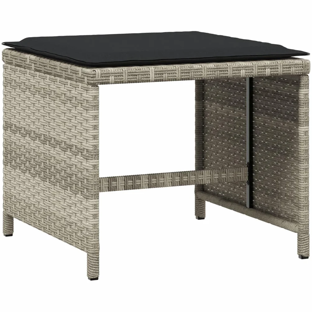 Tidyard Tabourets de Jardin Coussins Lot de 4 Gris Clair résine tressée, Tabouret pour Salon de Jardin Exterieur, Repose-Pied Siège de Jardin, Pouf pour Patio, Terrasse, Balcon Camping, Extérieur