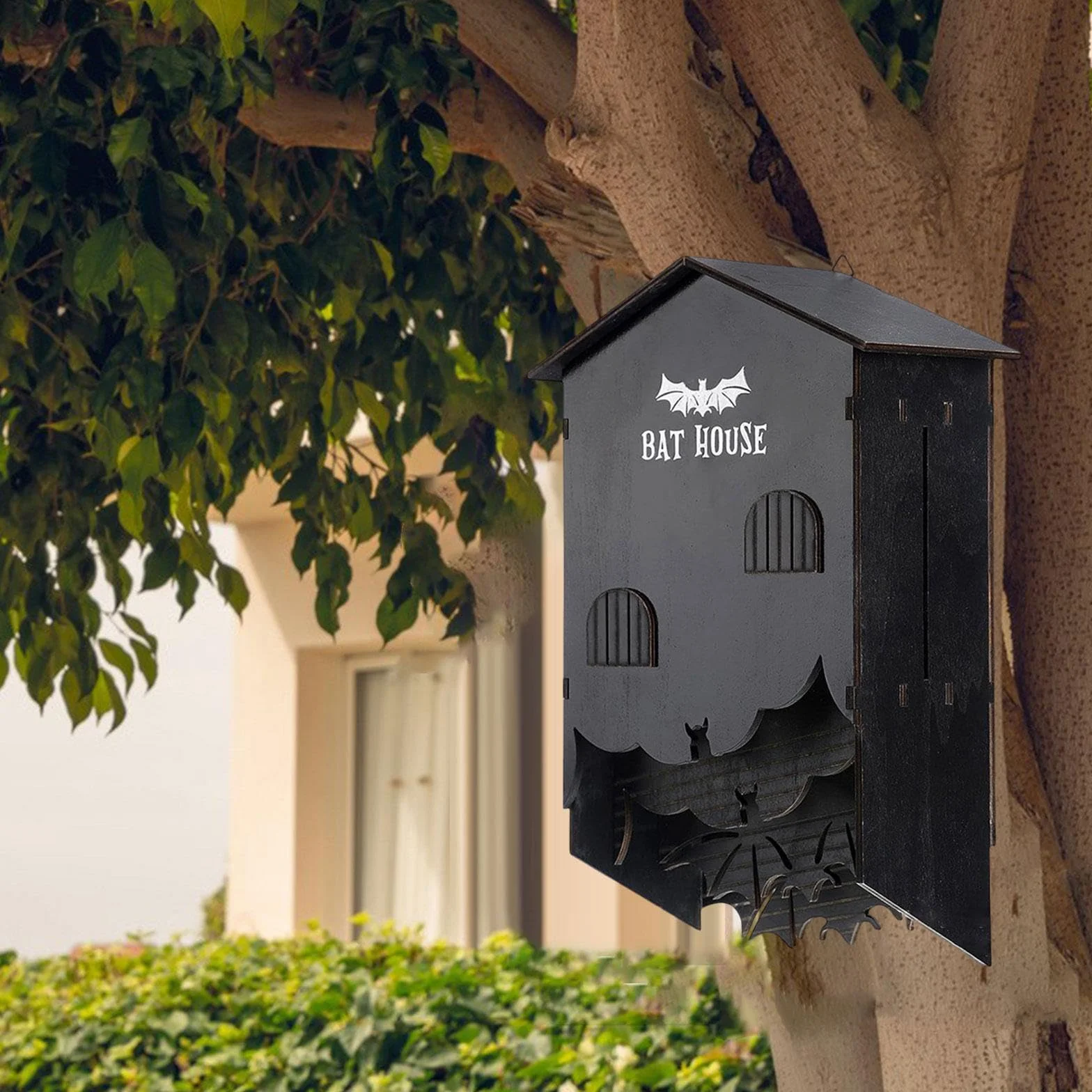 Maison de Chauves-Souris En Bois, Nichoir Chauve Souris Exterieur, Boîte à Trois Chambres, Abri à Chauve Souris, Résistant aux Intempéries