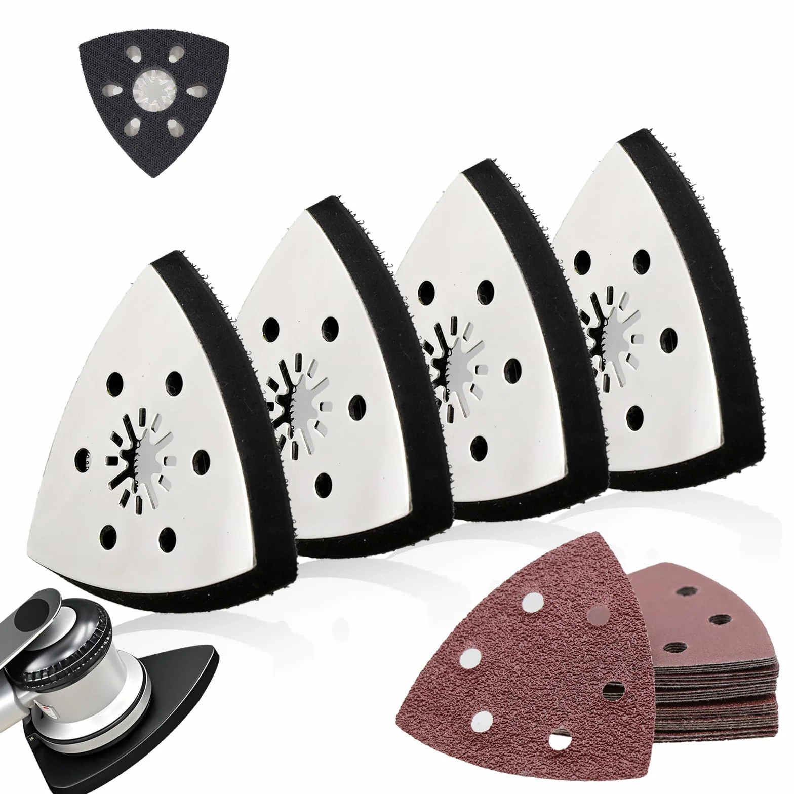 Papier Poncage 93 mm Plaques de Ponçage Triangulaires Accessoires Outil Multifonction Ponçage Base Metálica Alta Adhesión