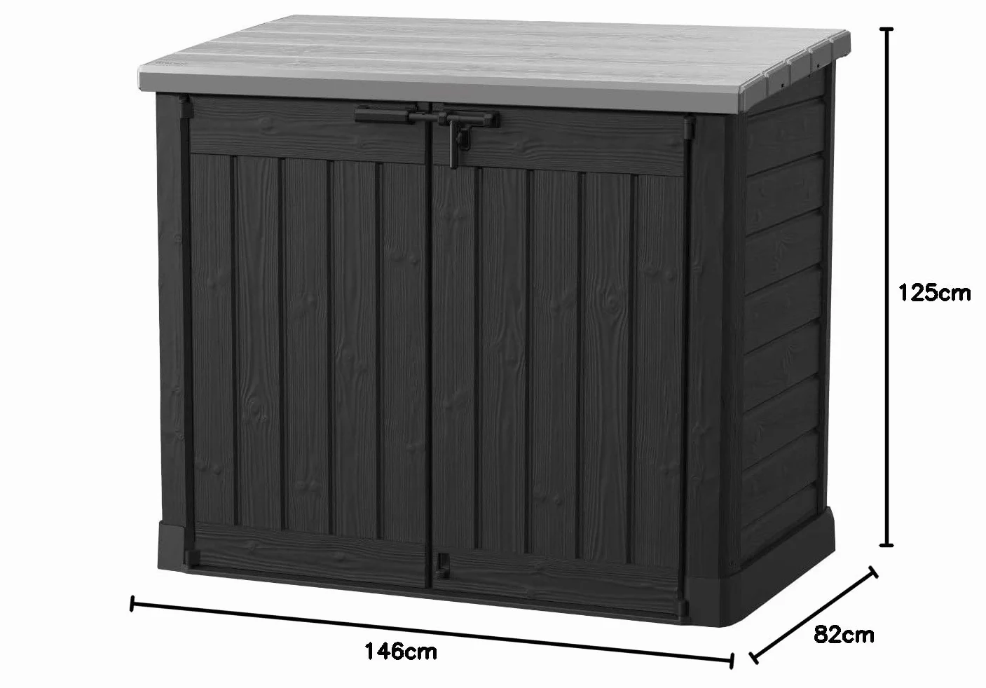 KETER Coffre de rangement extérieur 1200 litres Noir et gris