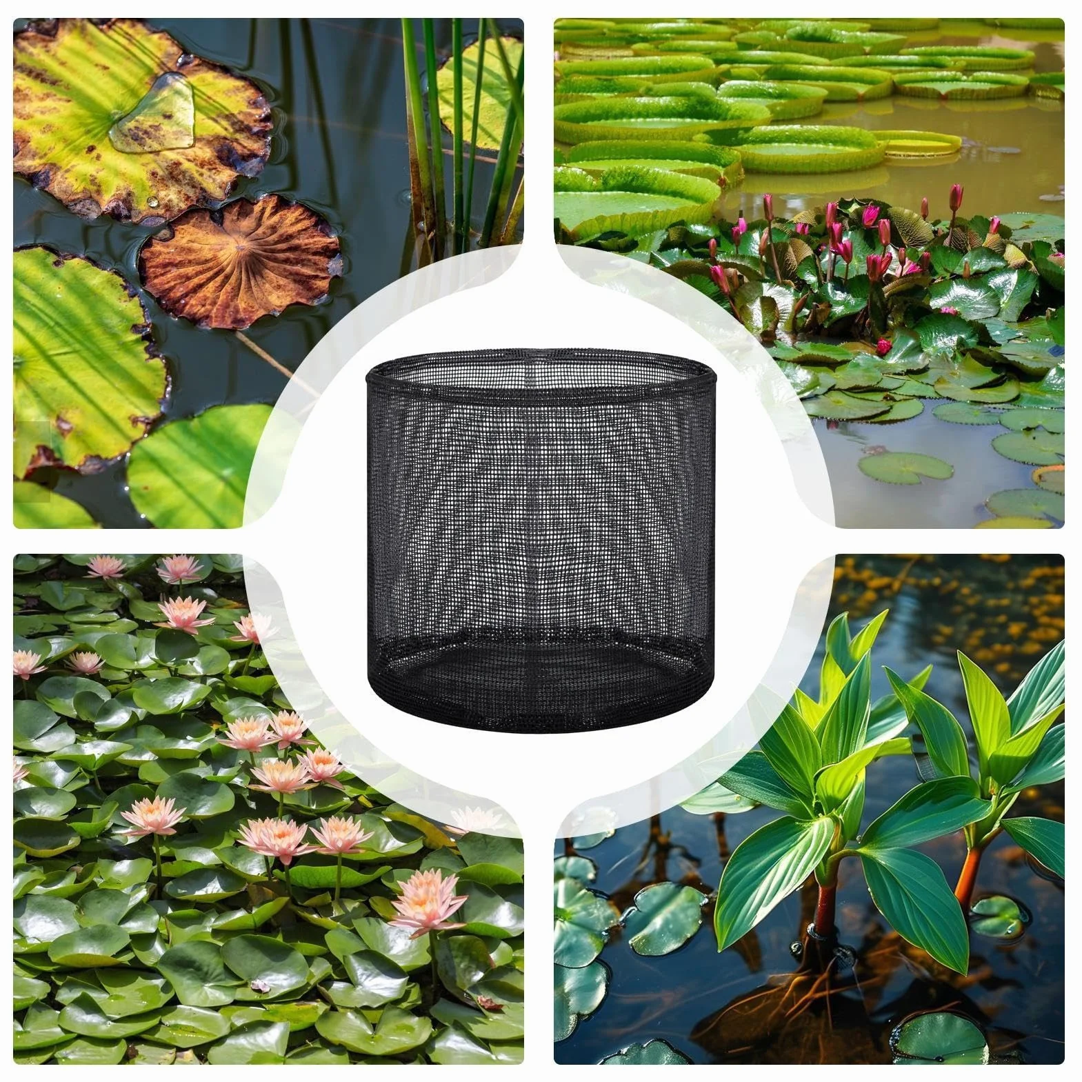 Lot de 4 paniers à plantes d'étang flottants pour plantes aquatiques, sacs de plantation respirants pour balcon, jardin aquatique, jardinières hydroponiques, bassin à carpes koï