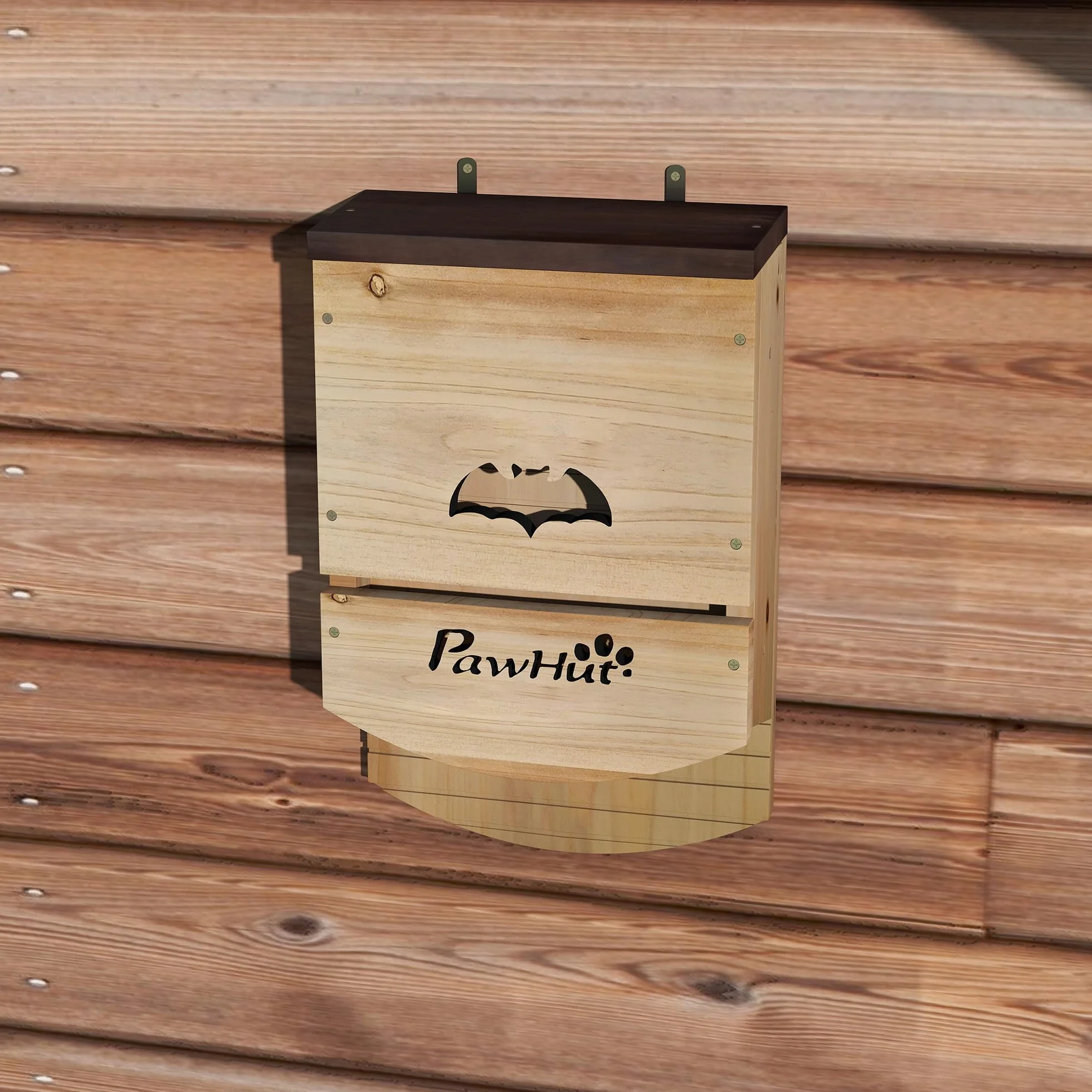 PawHut Lot de 3 Nichoirs Chauve Souris en Bois avec Plateforme Rainurée, 23 x 9,5 x 36,5 cm