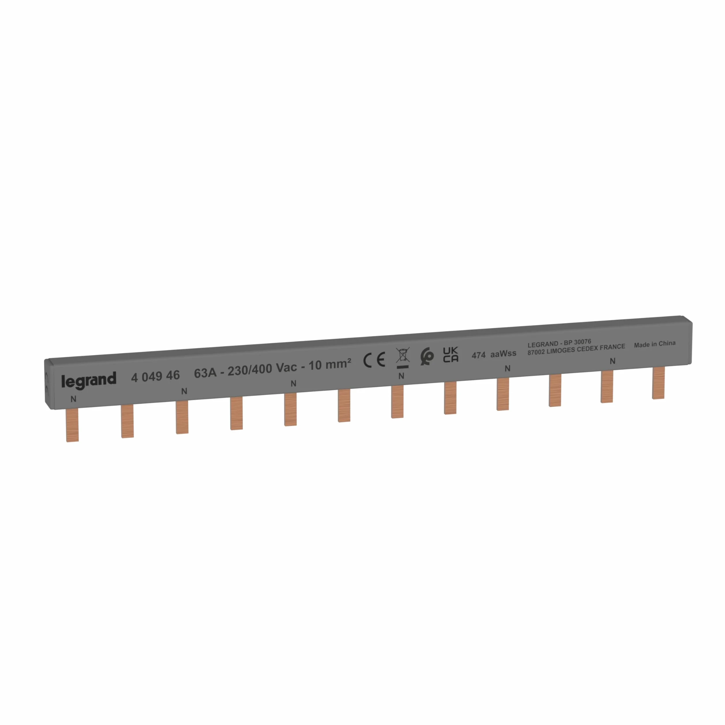 Legrand Peigne d'alimentation répartiteur bipolaire 12 modules 6 appareils 1 phase P+N