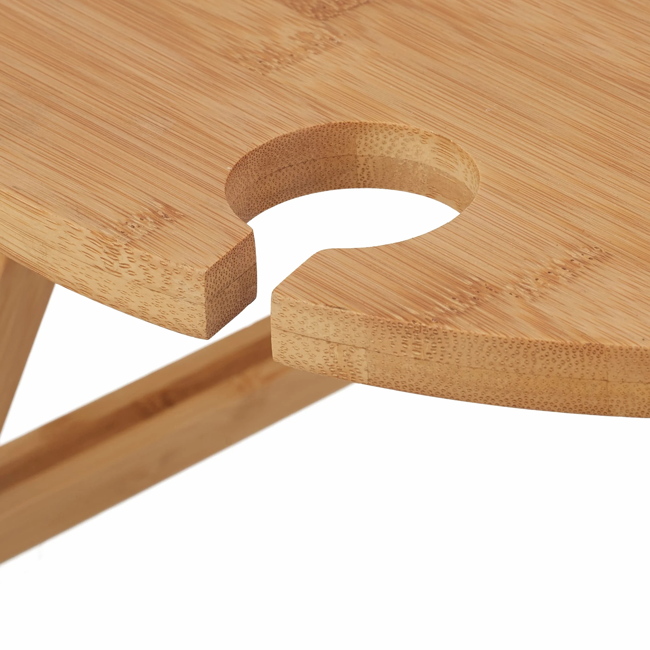 Relaxdays Mini-Table portative Ronde Pliante 22x39 cm Bambou Nature