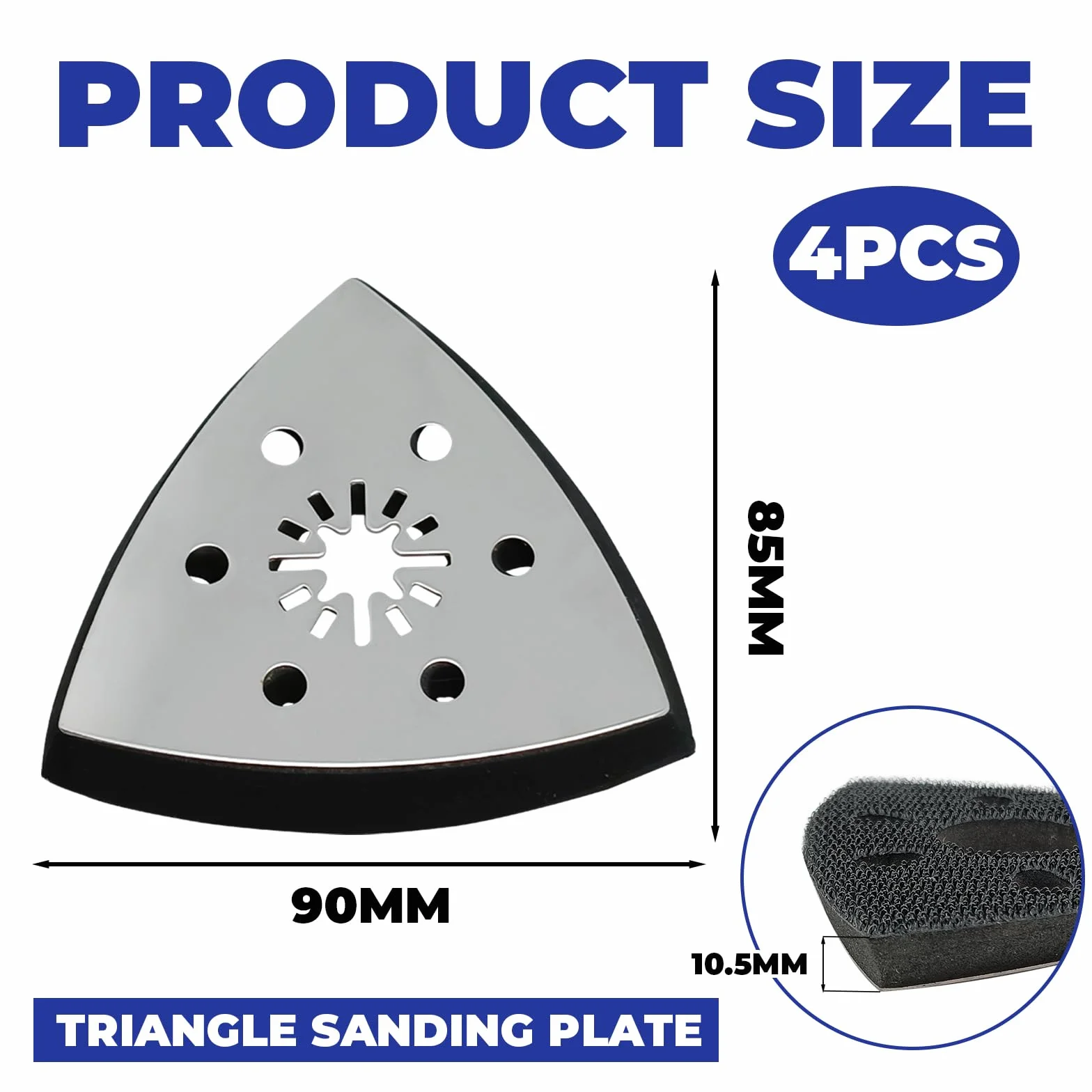 Ponceuse Triangulaire de Remplacement 90 mm, Plateau Triangle, Accessoires Multifonction 4 Pièces