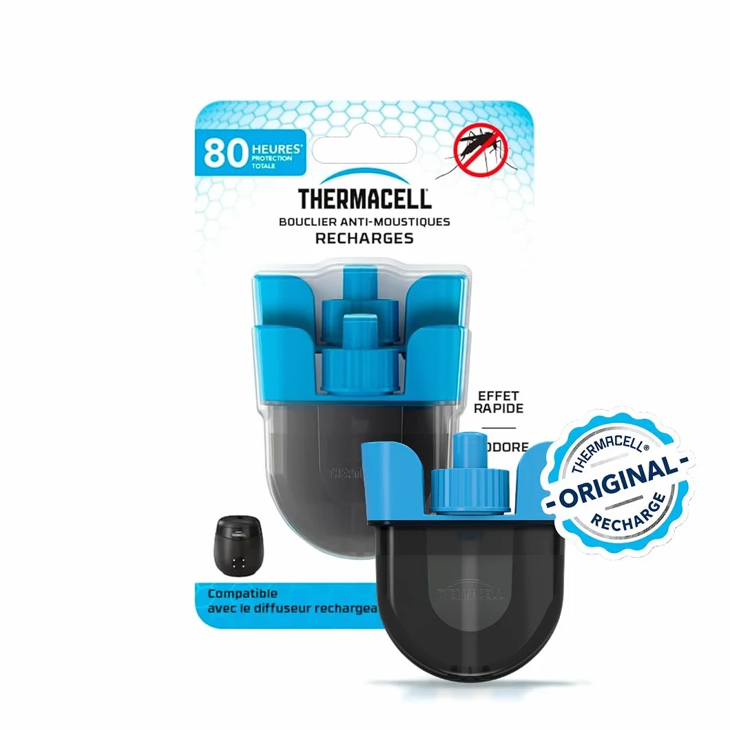 THERMACELL Recharge Liquide Anti Moustiques et Moustiques Tigres 29m² Compatible Boucliers 80h Inodore Pack 2 Unités