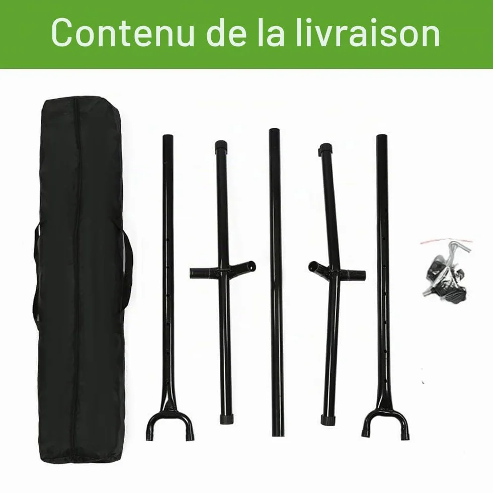 Goutime Support de hamac Portable avec Sac de Transport,Convient aux hamacs de 2,6 m de Long,capacité de 250kg,Support hamac（Noir）