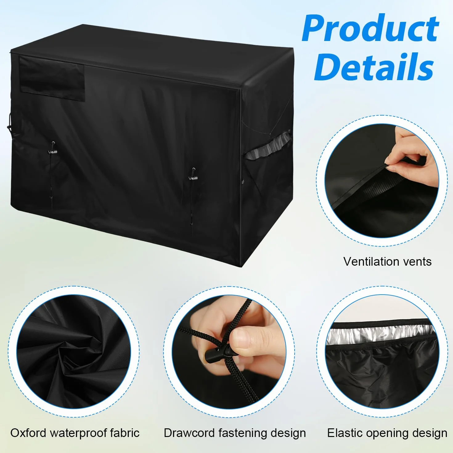 Housse Pompe Piscine Hiver Tissu Oxford Étanche Extérieure Pompe à Chaleur Noir