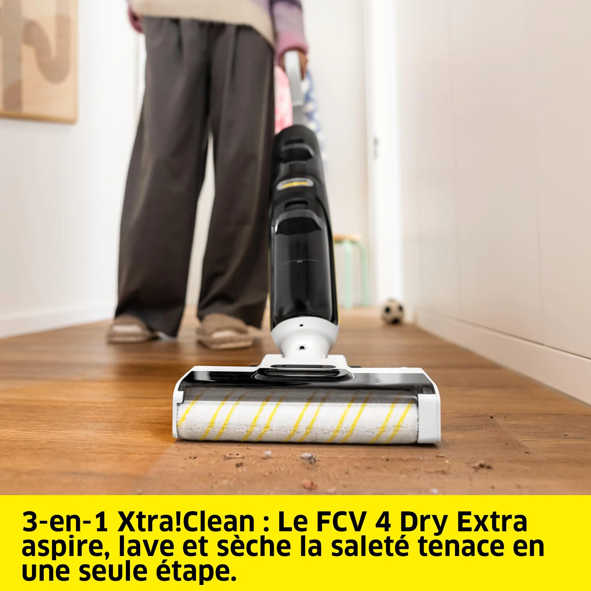 KÄRCHER aspirateur laveur FCV 4 Dry Extra 3-en-1 autonomie 45 min rendement 200 m² capteur Dynamic Control