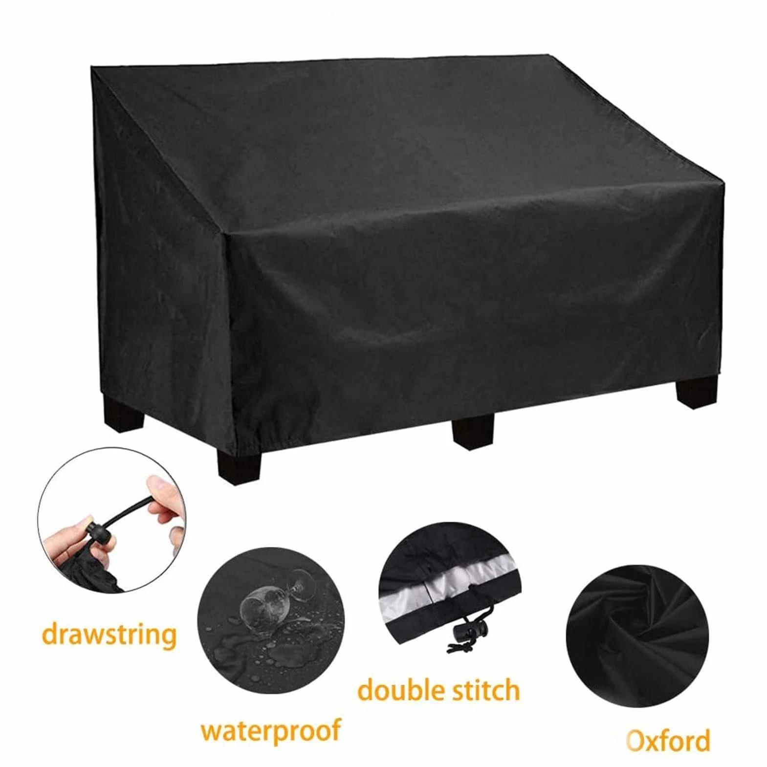 Housse de Protection pour Banc de Jardin Extérieur 210D Oxford Tissu - Coupe-Vent, Étanche, Anti-UV 2/3/4 Places