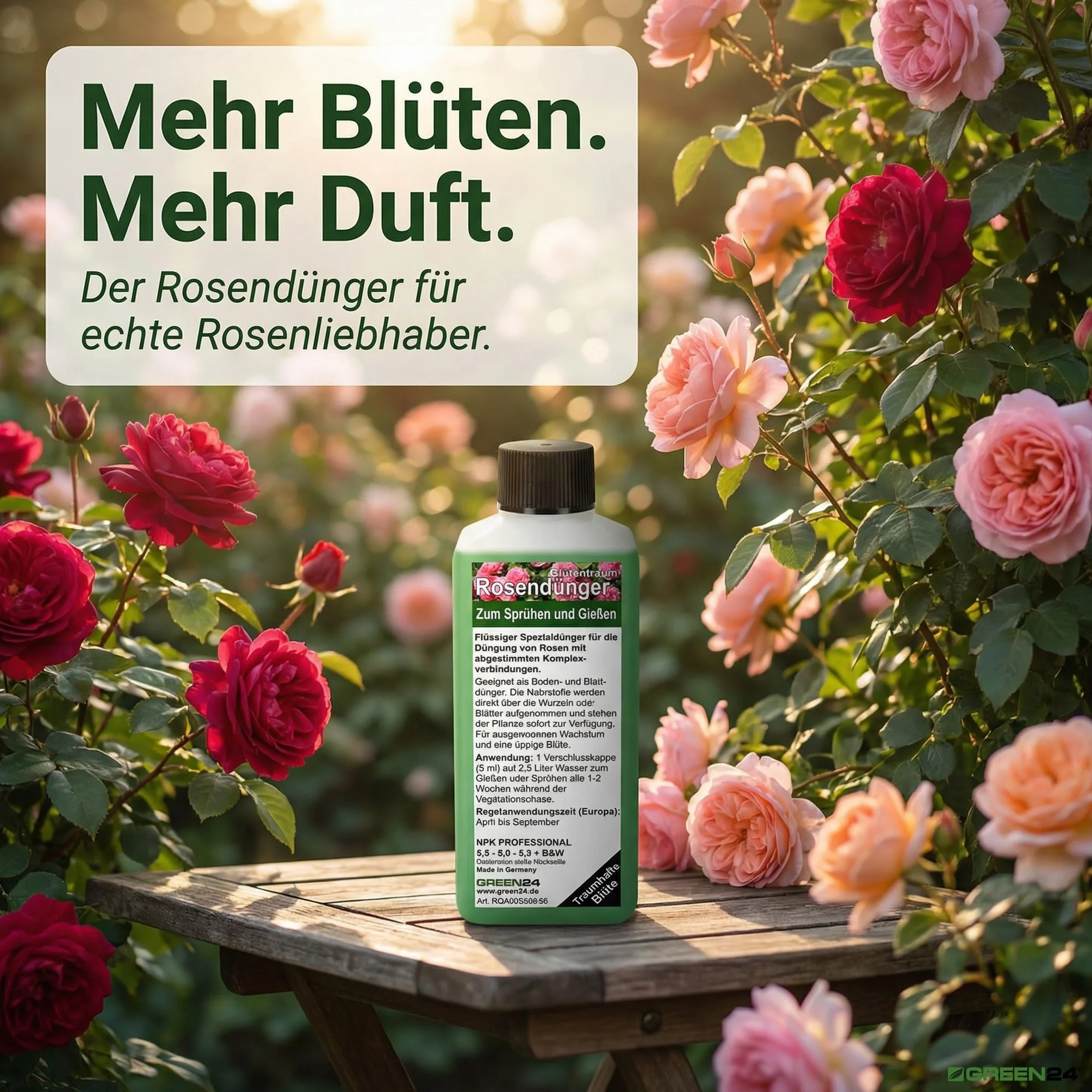 GREEN24 Engrais pour rosiers - Rose précieuse - Haute Technologie - Engrais pour Roses