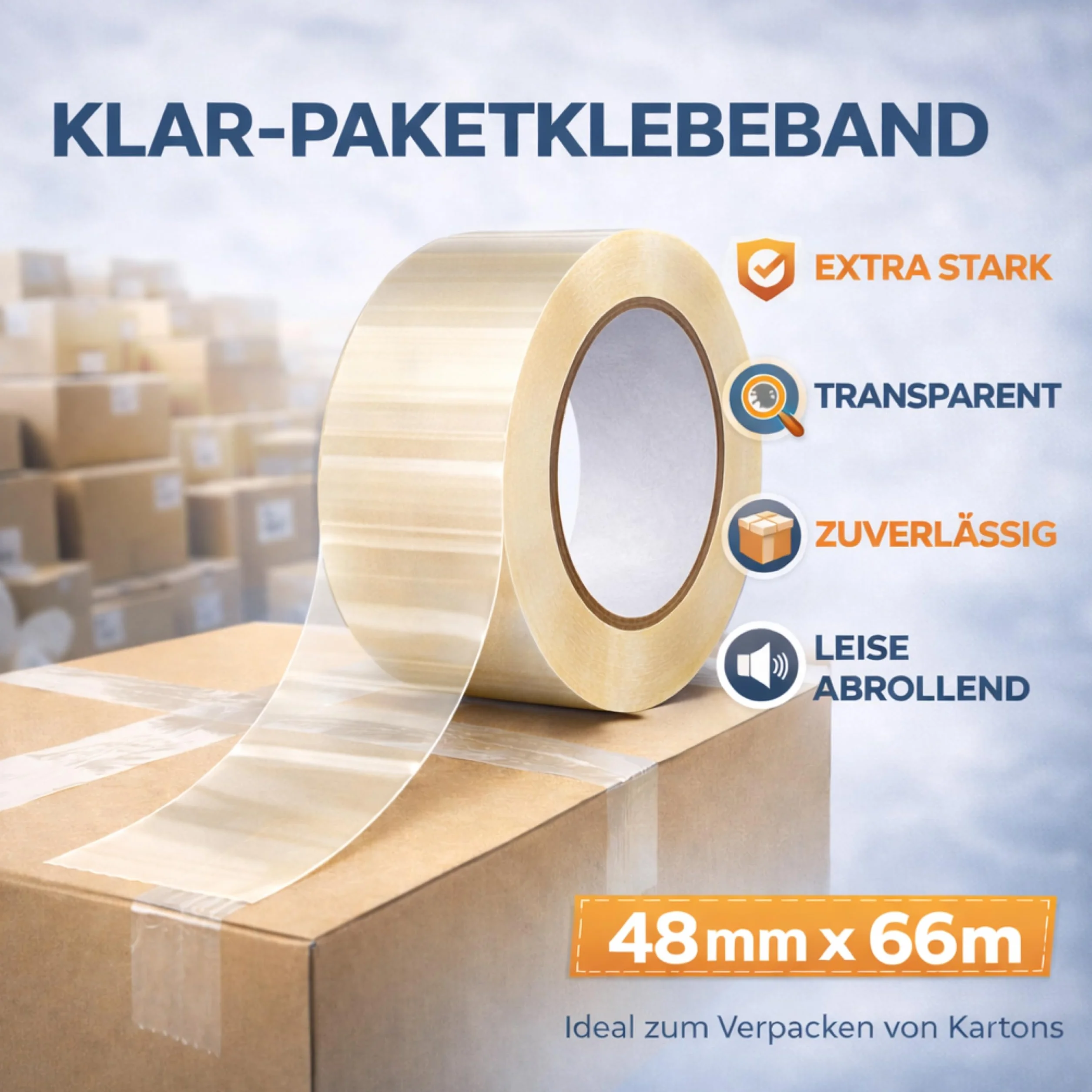 TK Gruppe Timo Klingler 6 rubans adhésifs transparents 216 pieds ruban d'emballage distributeur