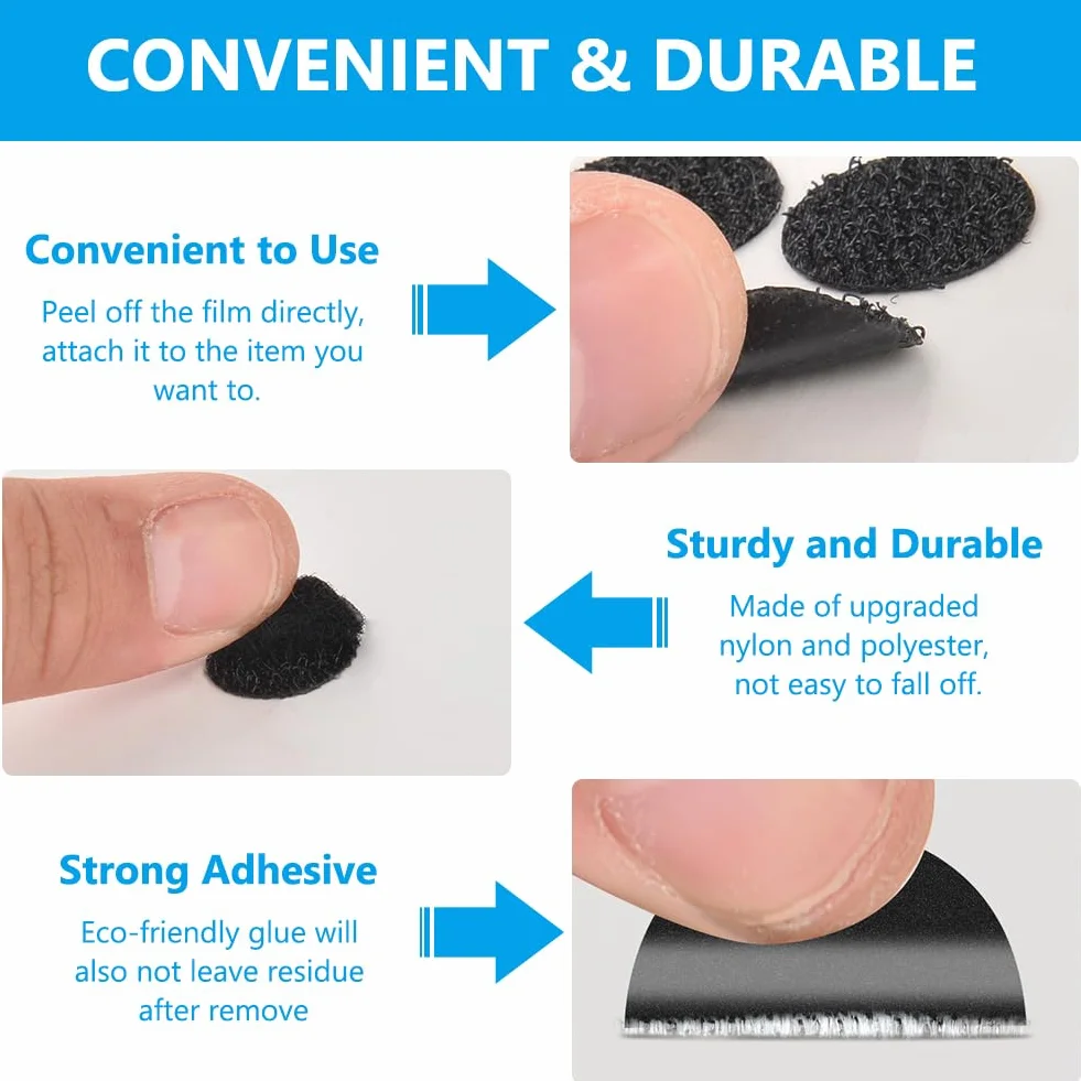 OFFCUP Scratch Autocollant Rond 504 Paires 10mm Noir Double Face Pastille Adhesive Collant Point DIY Artisanat