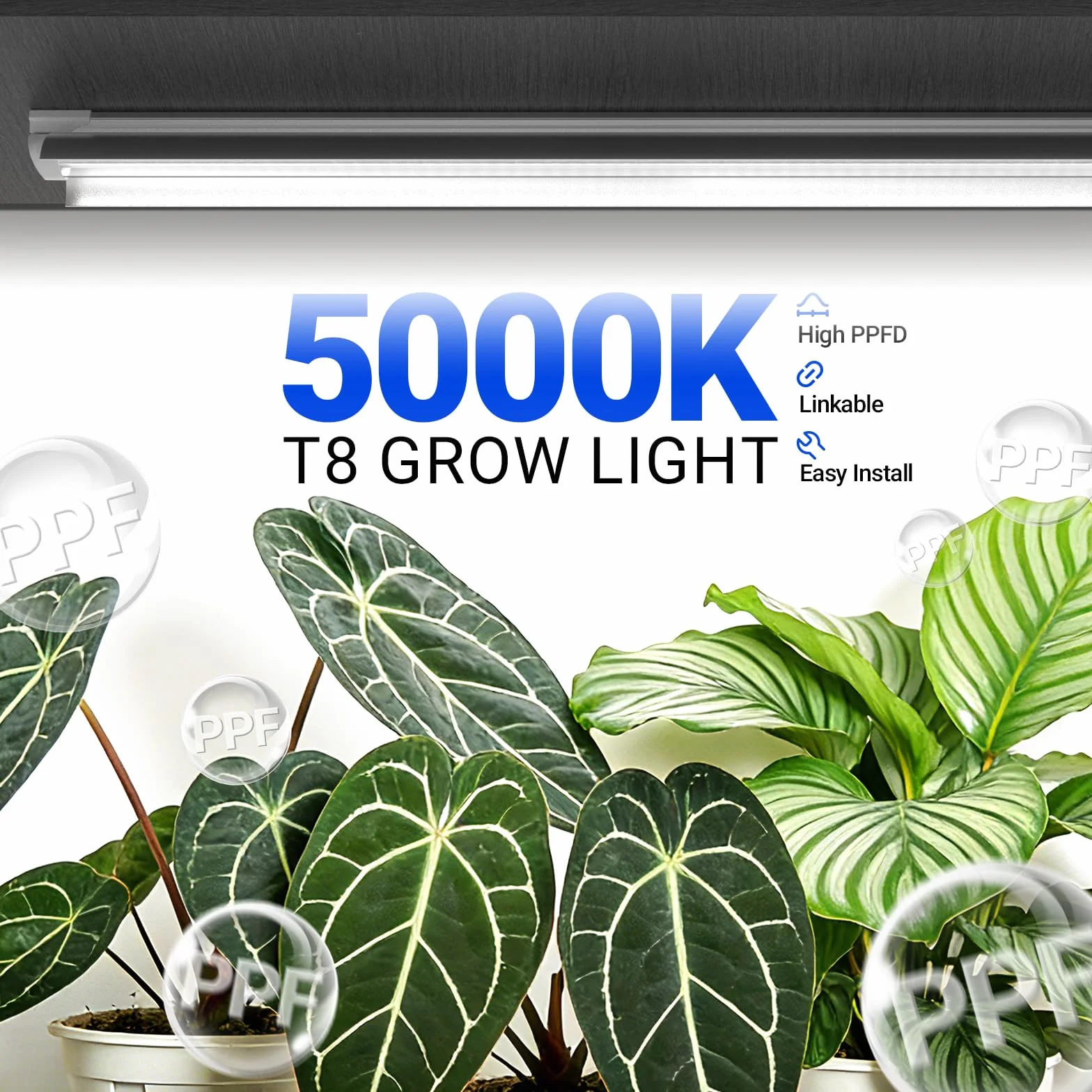 Barrina T8 Lampe Plante Interieur, 96W (4 X 24W), 60cm, LumièRe De Culture Led à Spectre Complet, Bande Lumineuse Led En Forme De V, 2FT LumièRe Pour Plantes D'IntéRieur, Haute PPFD, 5000K, Pack de 4