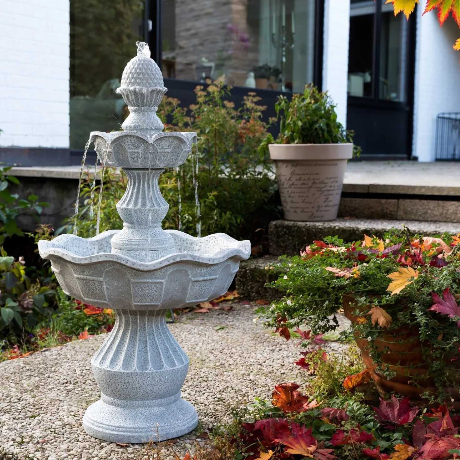 Fontaine de Jardin STILISTA modèle Athene Aspect Pierre 50 x 48 x 85 cm avec Pompe