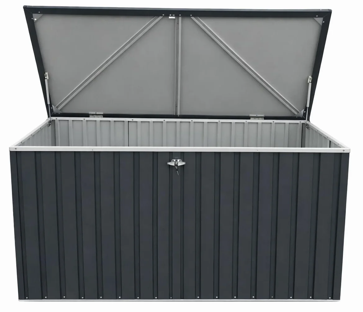 Duramax DH 1.9 (1450 L) Coffre de Rangement de jardin en métal avec vérin à gaz hydraulique, anthracite