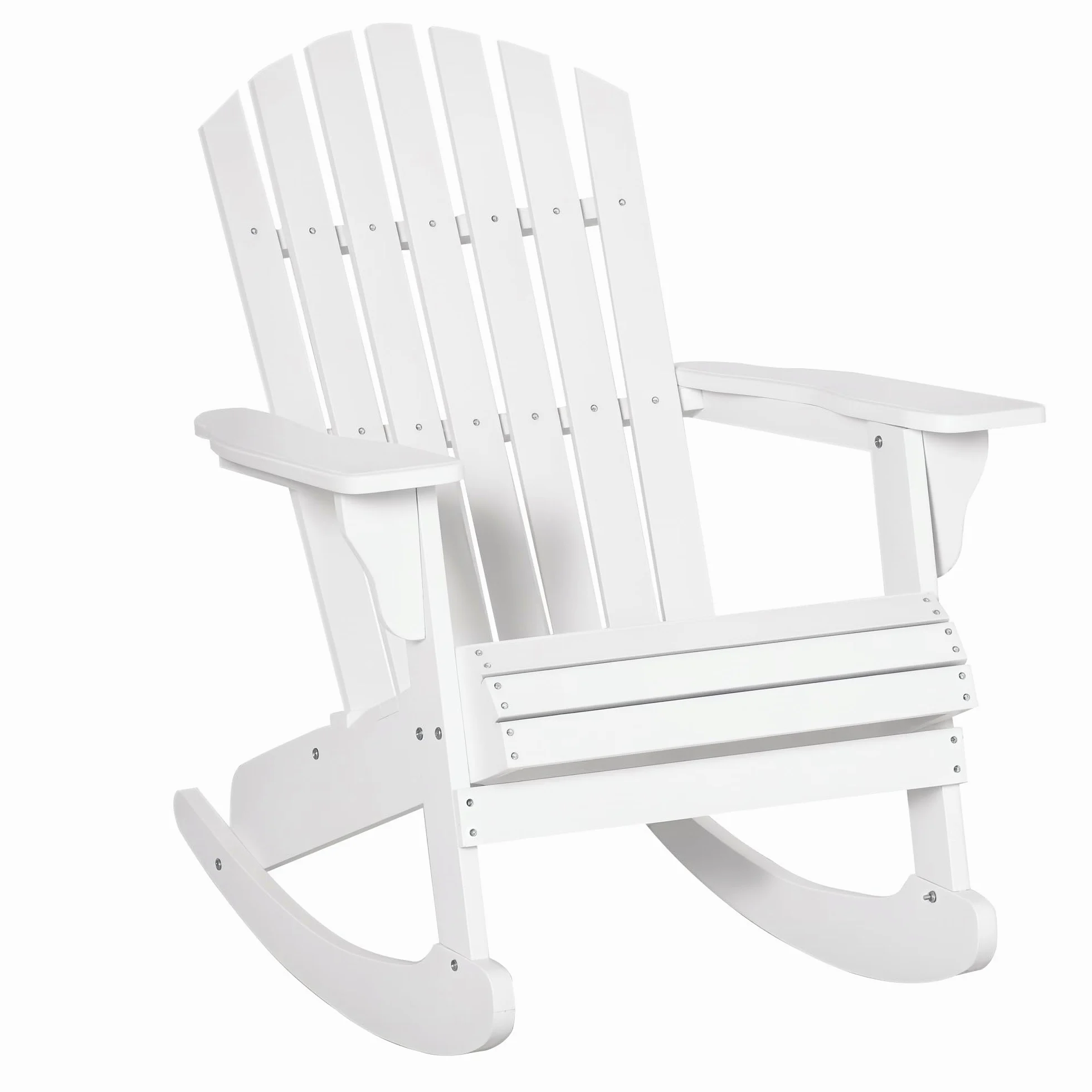Outsunny Fauteuil de Jardin Adirondack à Bascule Rocking Chair Assise Dossier Ergonomique Style néo-rétro en Bois Massif traité Peint Blanc