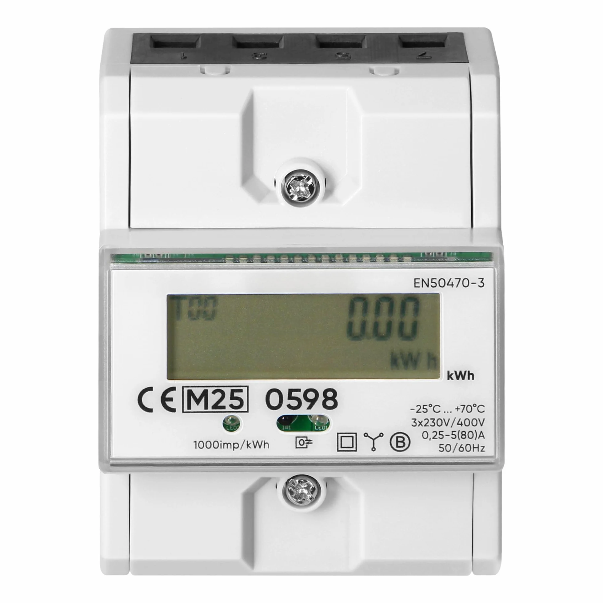 Compteur Electrique Triphasé 80A MID 230V/400V Écran LCD Rail Din 4,3 Module