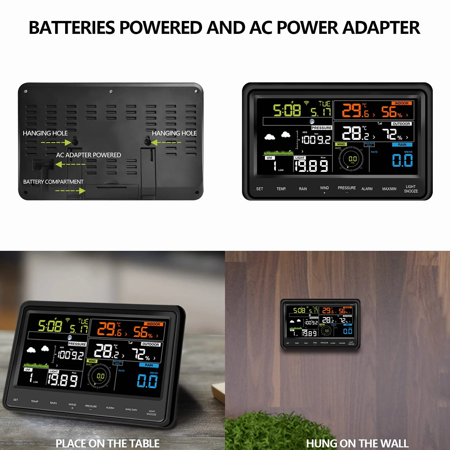 ECOWITT Station météo WS2910 WiFi capteur extérieur solaire 7 en 1 écran couleur numérique