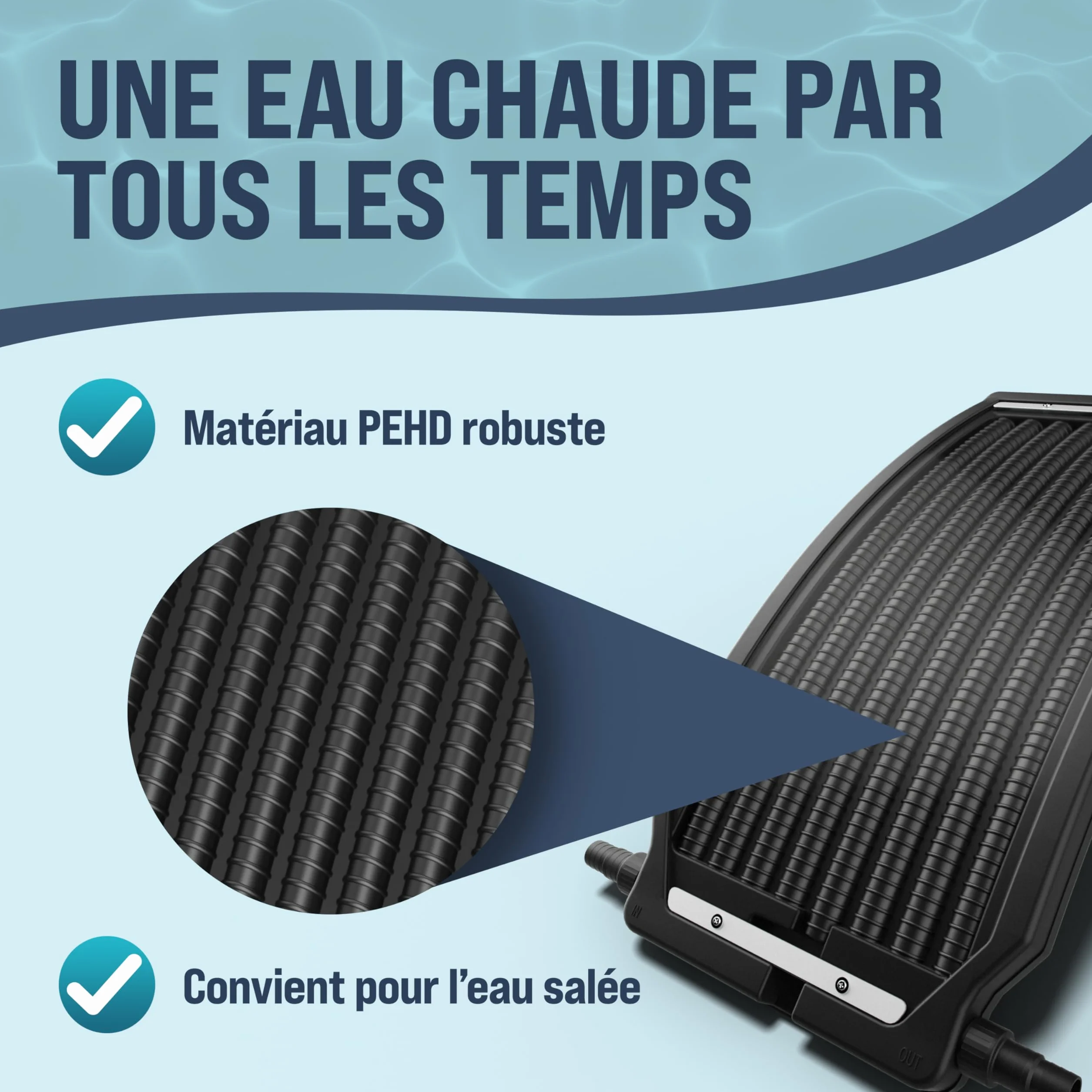 Monzana Panneau de Chauffage Solaire 112x55x14cm 10.000L/h 32/38mm raccord PEHD résistant UV Chauffage Piscine
