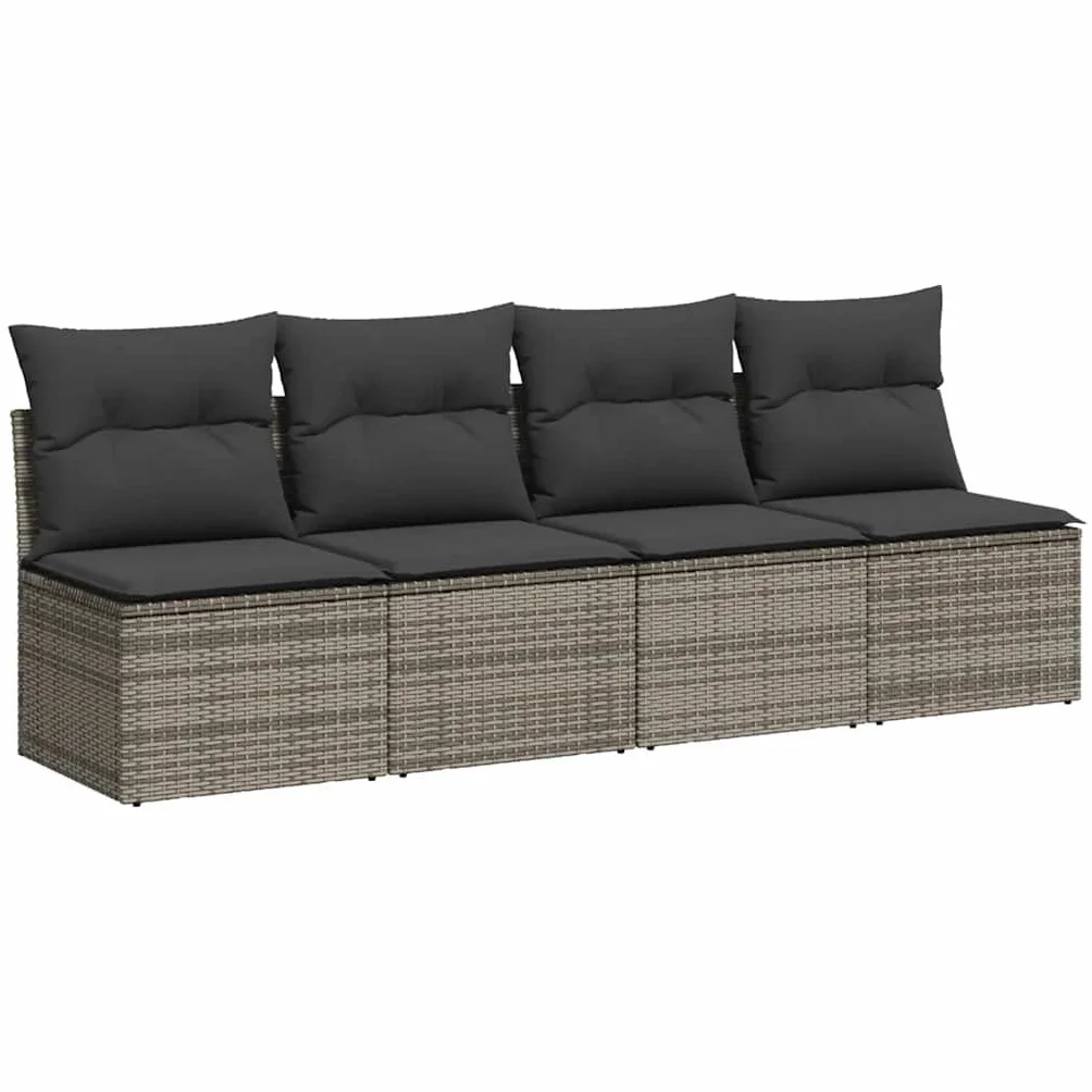 Générique Canapé de Jardin 4 Places avec Coussins Gris résine tressée,Meubles,Mobilier de Jardin,Sièges de Jardin,Canapés de Jardin,366116