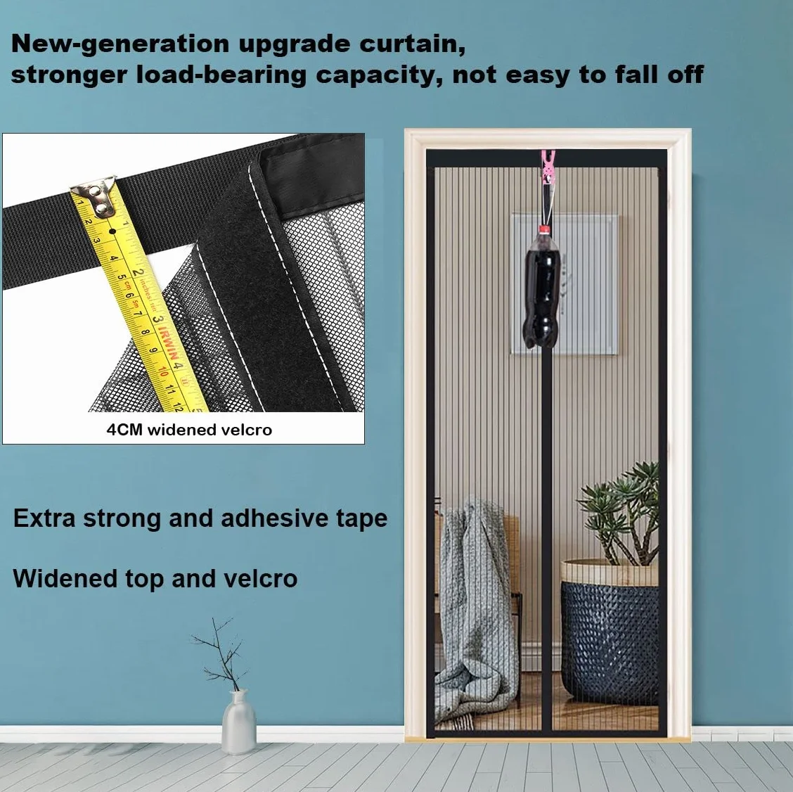 Moustiquaire Magnétique pour Portes 140 x 210cm, Aimants Puissants, Fermeture Automatique, Sans Perçage