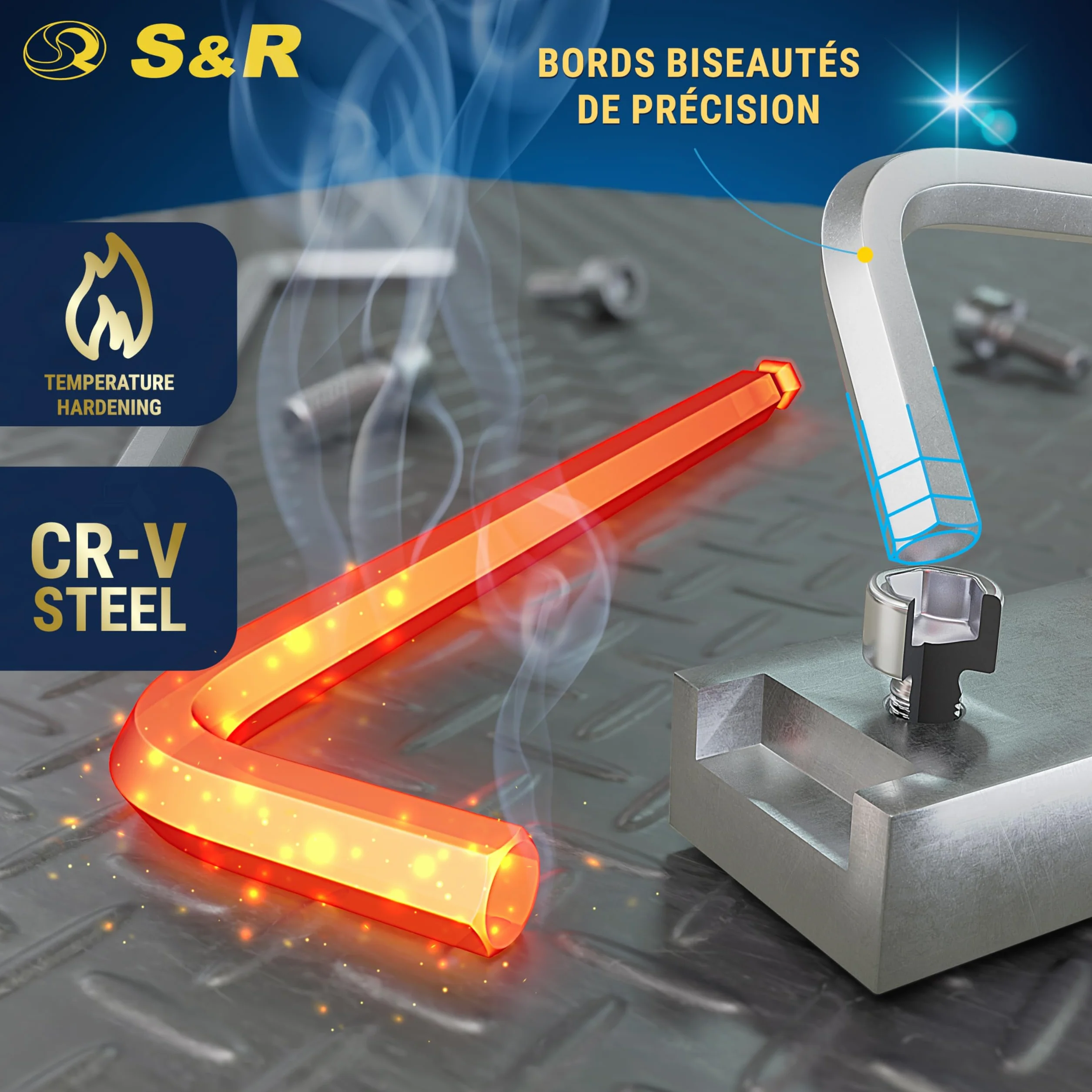 S&R Cle Allen Jeu de Clés Allen Longues Btr Six Pans mâle 13 pcs 1,27-10 mm Clés Hexagonale