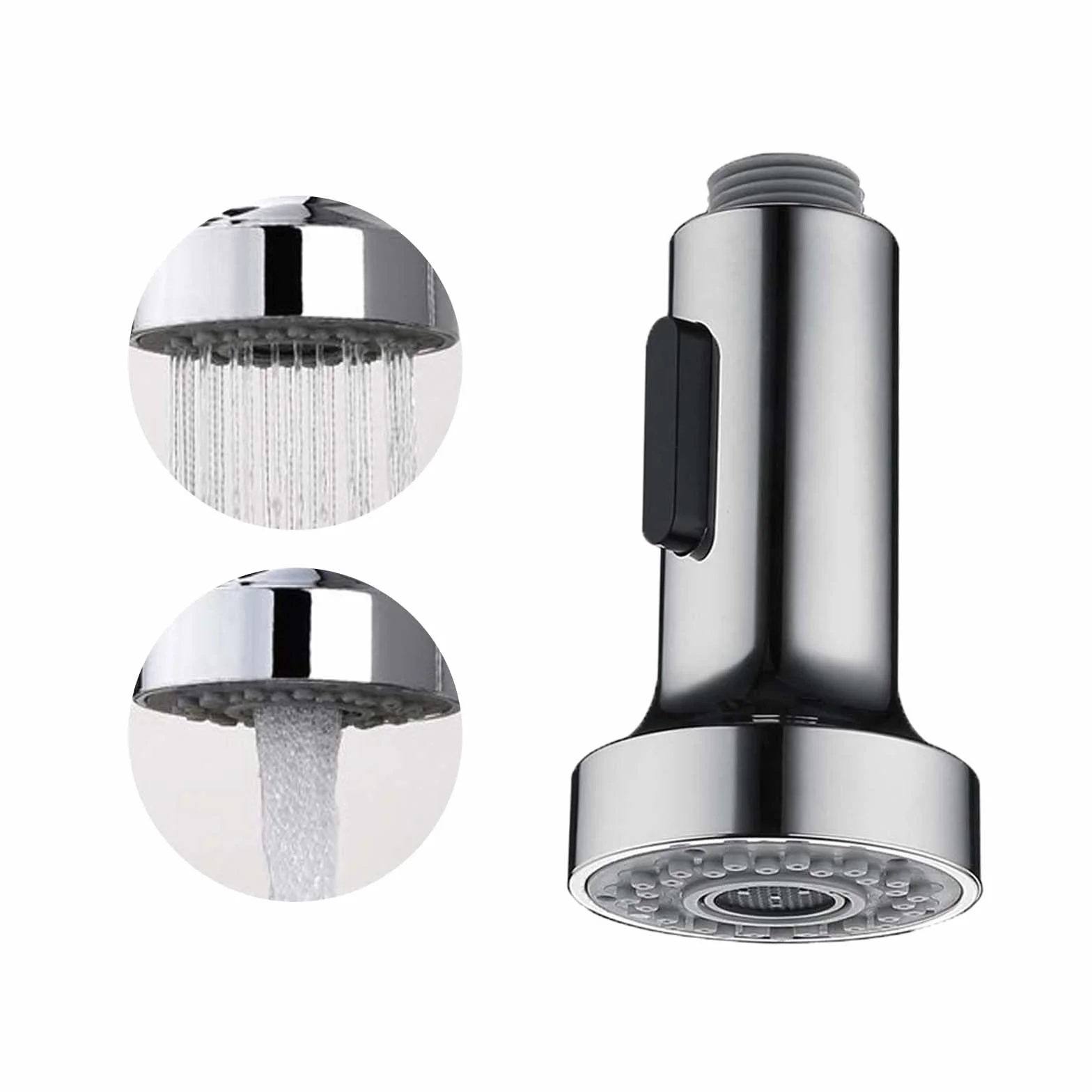 Douchette Evier Cuisine 2 Modes Embout Robinet Rallonge Brise Jet avec Aerateur Extractible Pommeau de Douche Rechange A-Argent