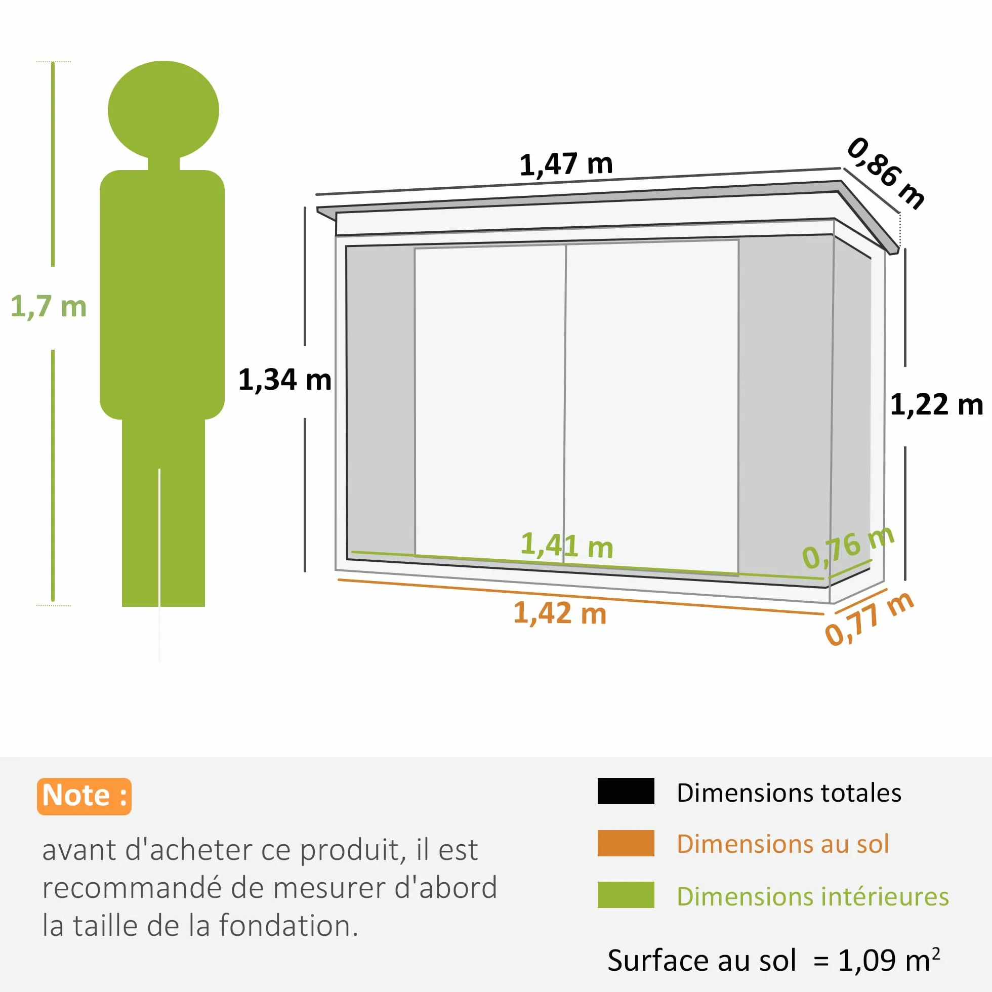 Outsunny Abri de Jardin 1,09 m² Cabanon Rangement Outils 2 Portes verrouillables 147L x 86l x 134H cm tôle d'acier Noir Blanc