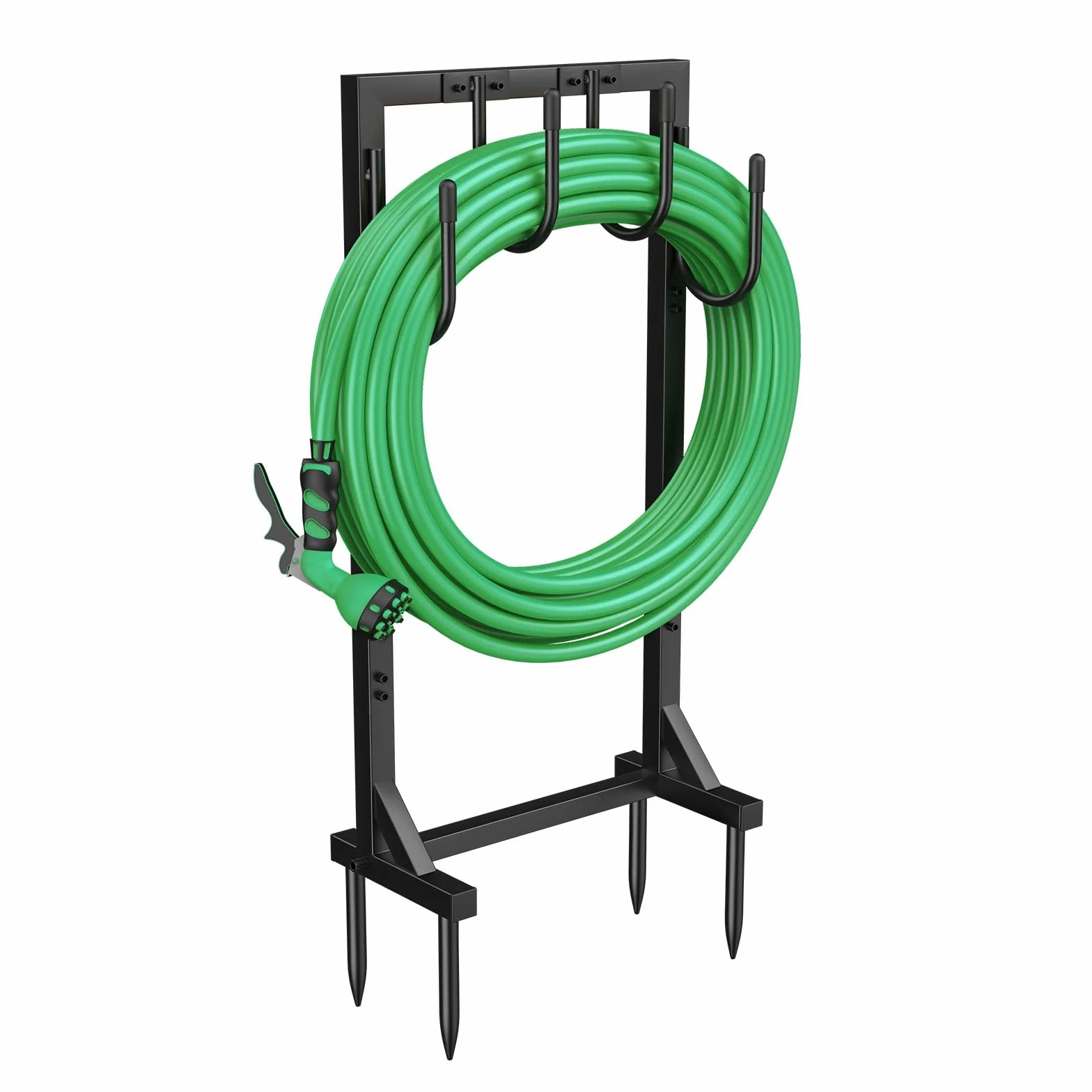 Support pour Tuyau d'arrosage 109,5 cm Enrouleur Métallique 45 mètres 4 Crochets Jardin
