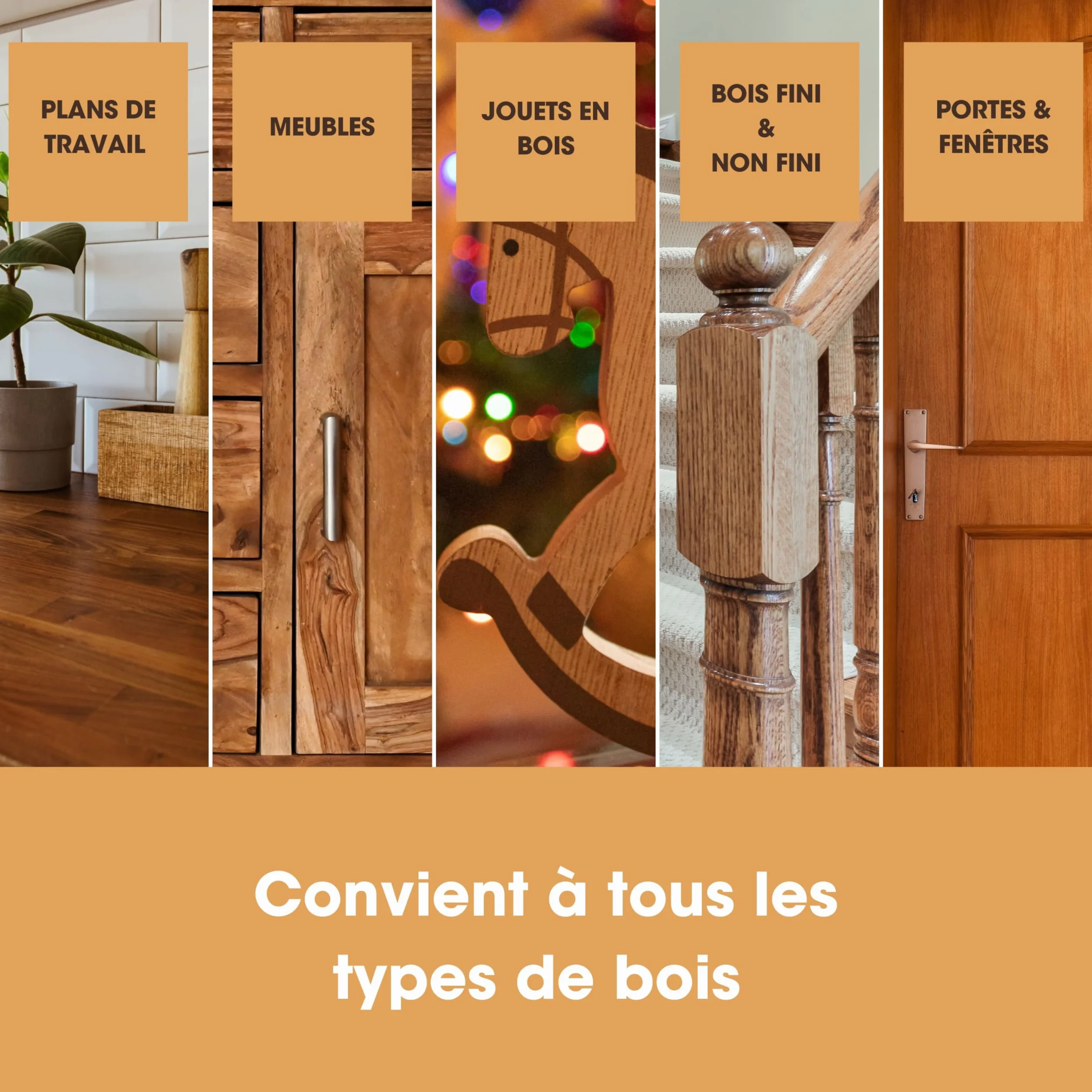 Cire Bois & Polish Furniture Clinic À l’Huile Essentielle d’Orange – Cire d’Abeille pour Bois Fini et Non Fini 250 ml