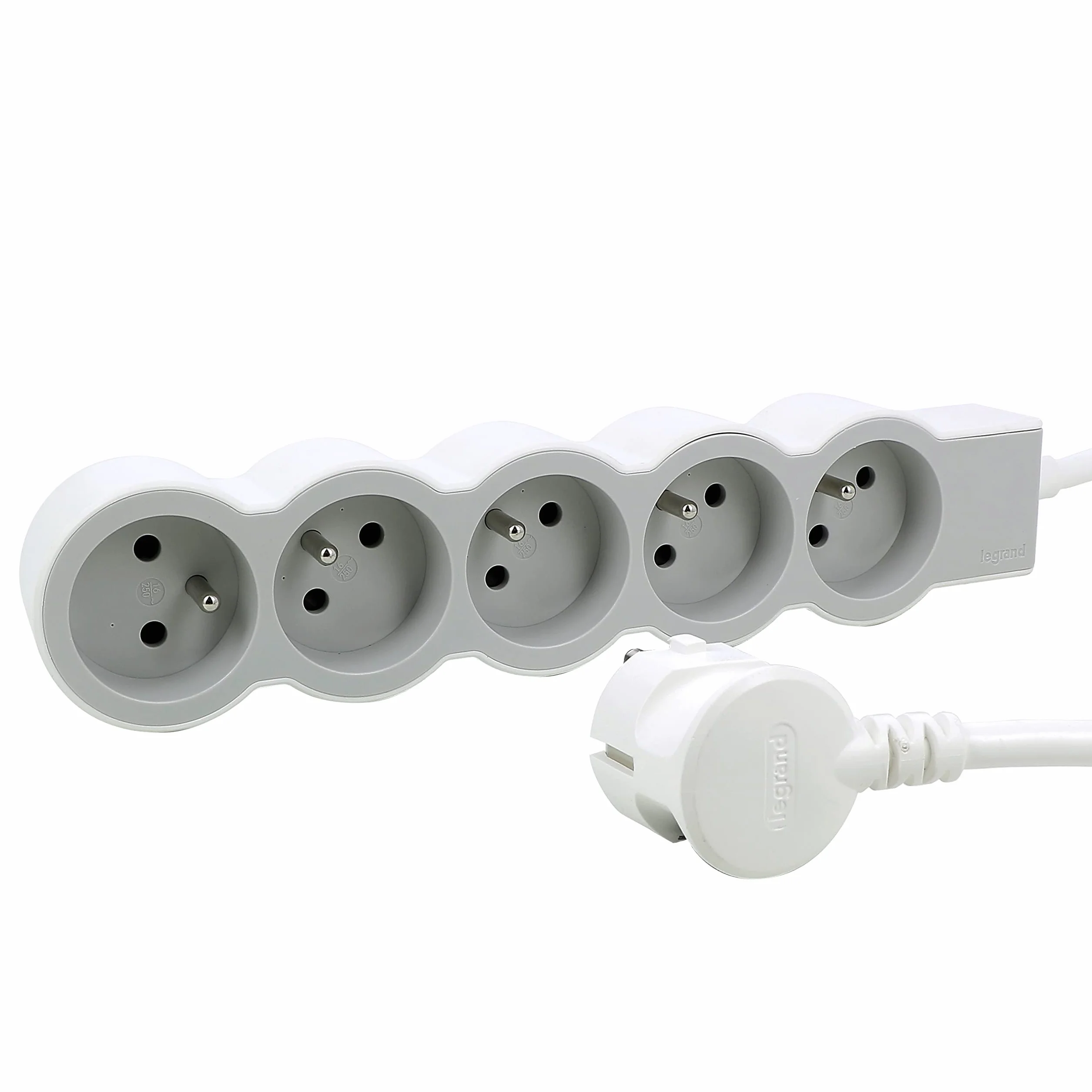 LEGRAND Rallonge Multiprise Extra-Plate 5 Prises 2P+T Cordon 1.5m Blanc Gris Clair