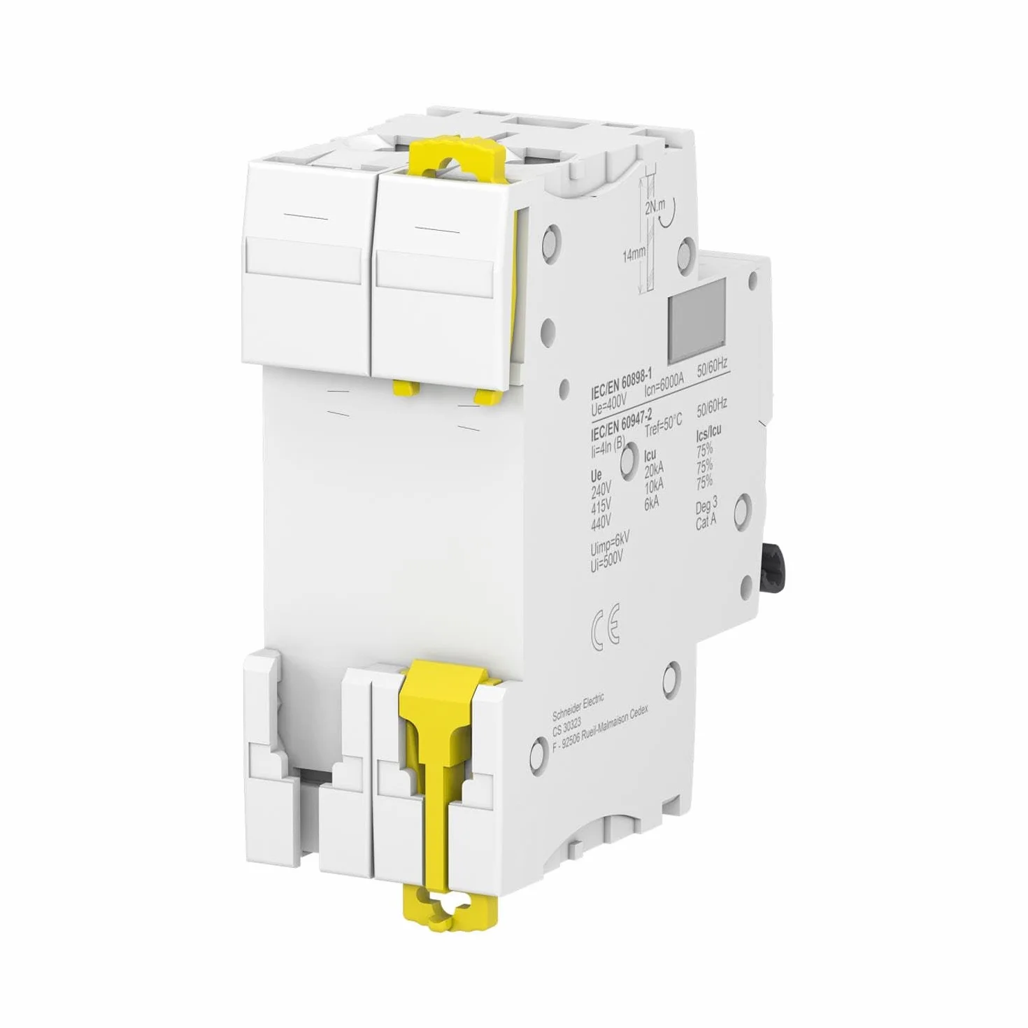 Schneider Electric A9F74240 IC60N Acti9 Disjoncteur 2P 40A courbure C 50/60Hz blanc