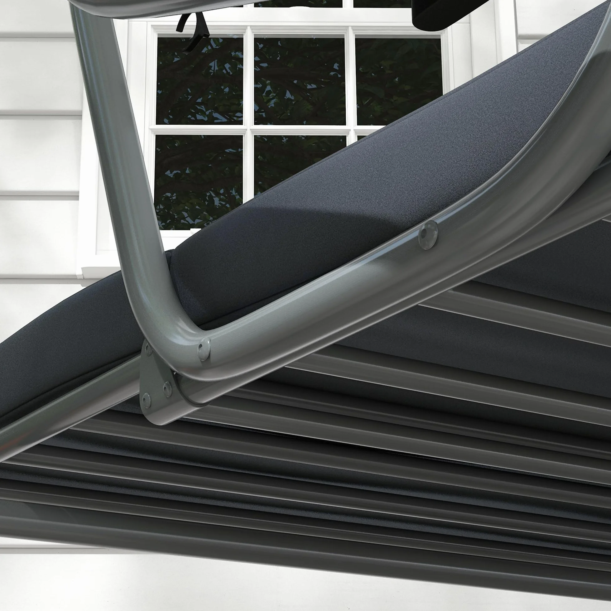 Outsunny Balancelle de Jardin 3 Places Convertible Toit Inclinaison réglable métal Noir Gris