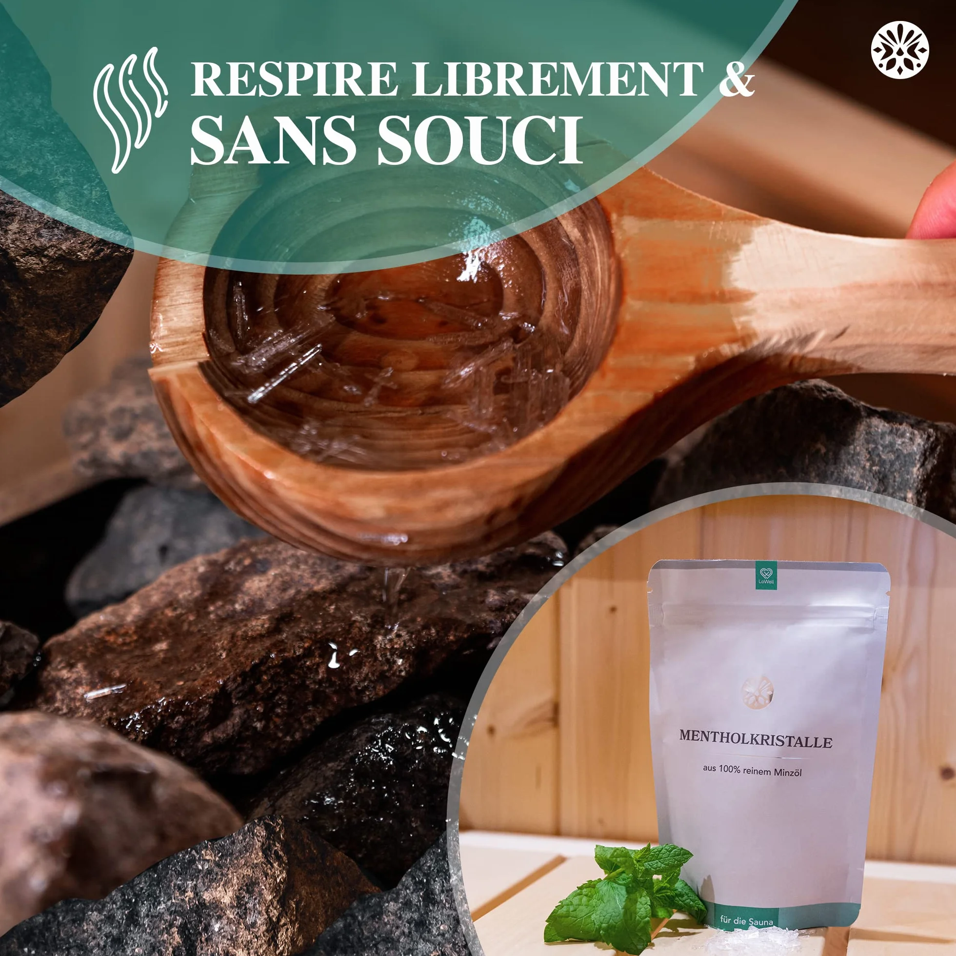 LoWell Cristaux de menthol 100% menthe pure pour sauna - Sachets refermables