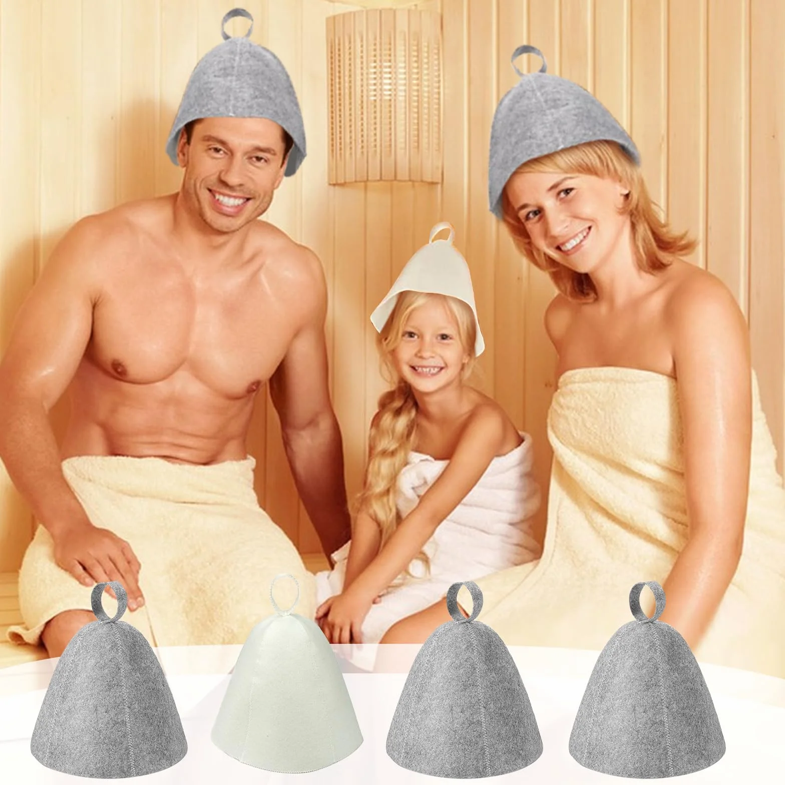 Lot de 4 chapeaux de sauna en feutre