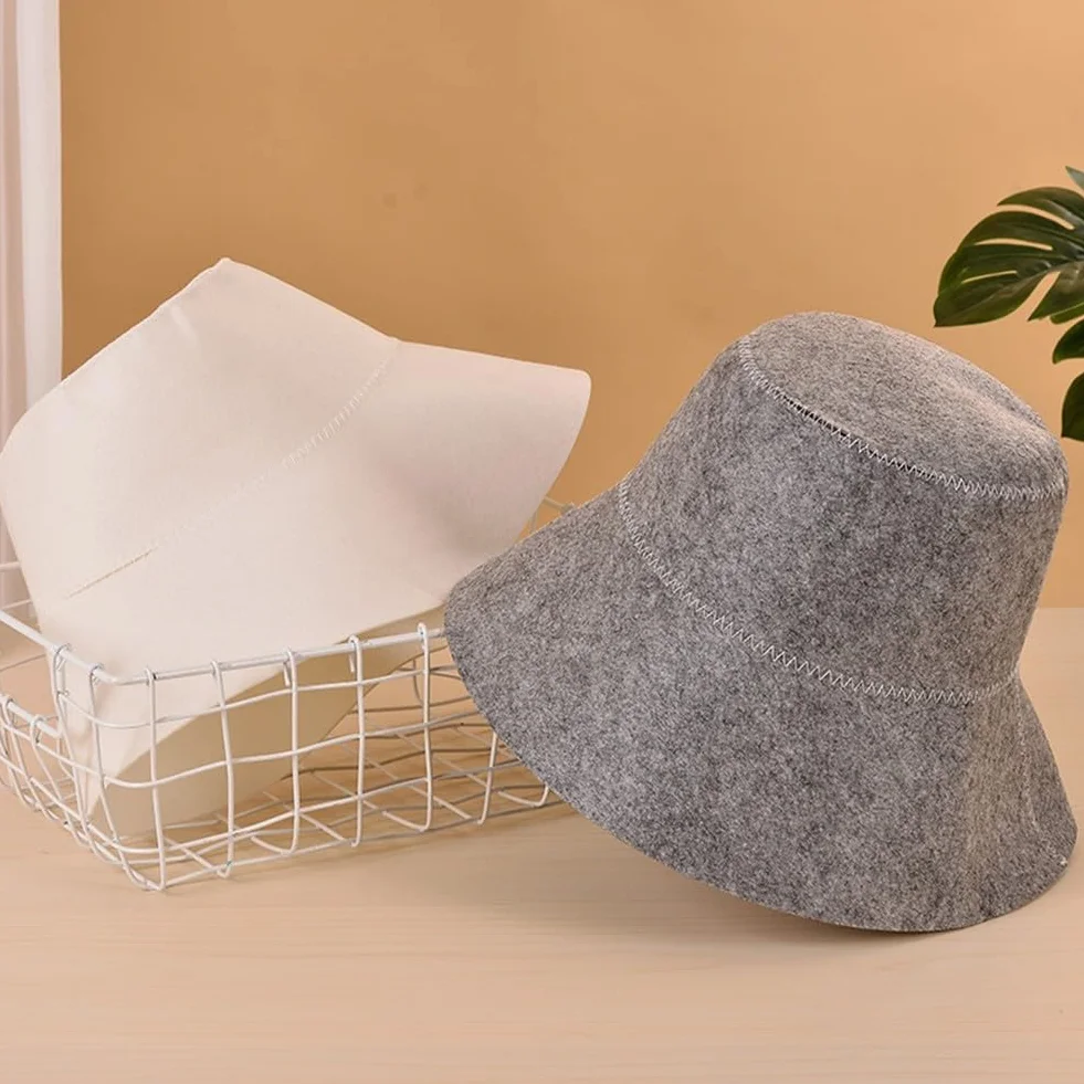Lecreatekit Chapeau de sauna en feutre pour hammam, bain, spa, lavable en machine, gris