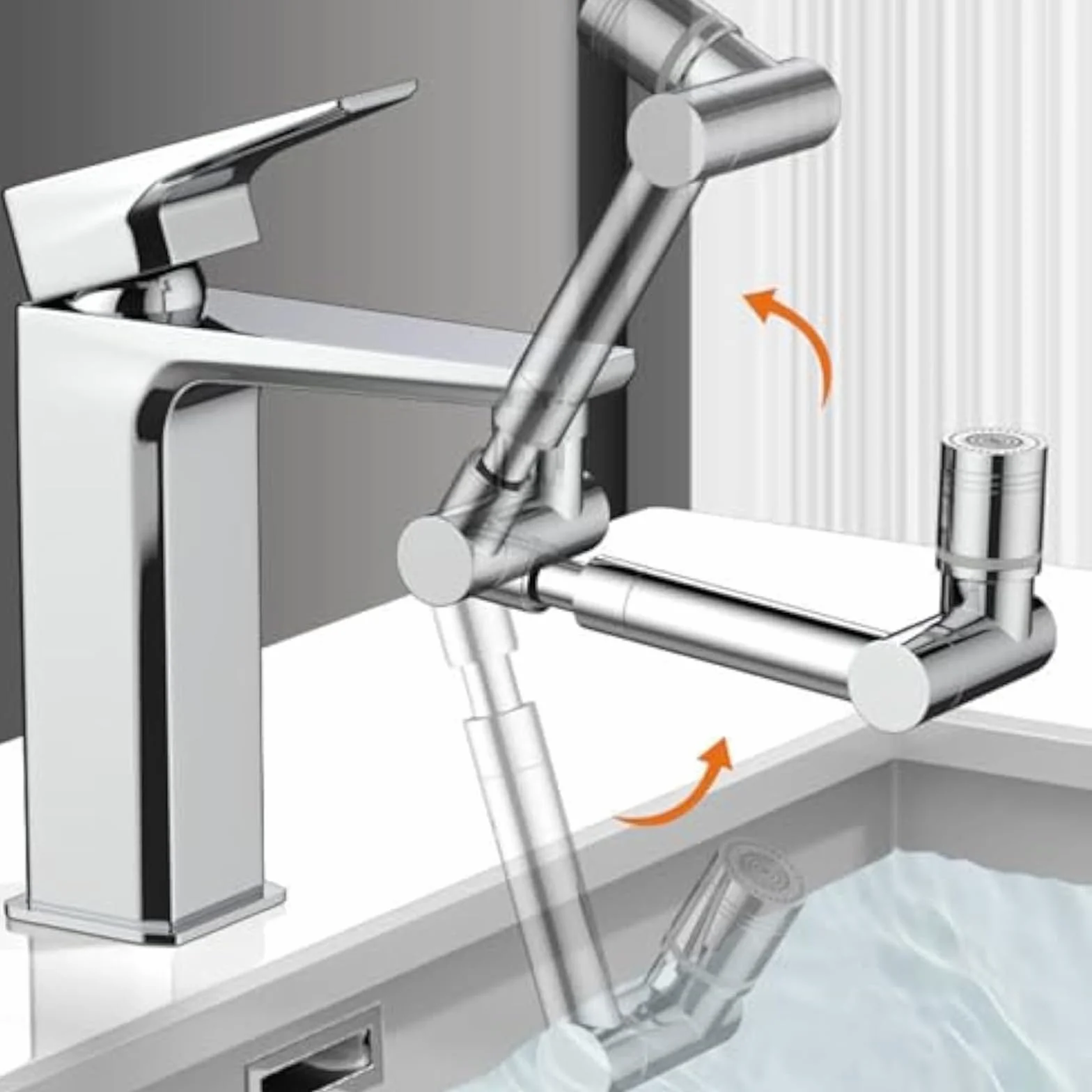 Extension de robinet rotative universel à bras robotique, double mode, noir pour cuisine et salle de bain