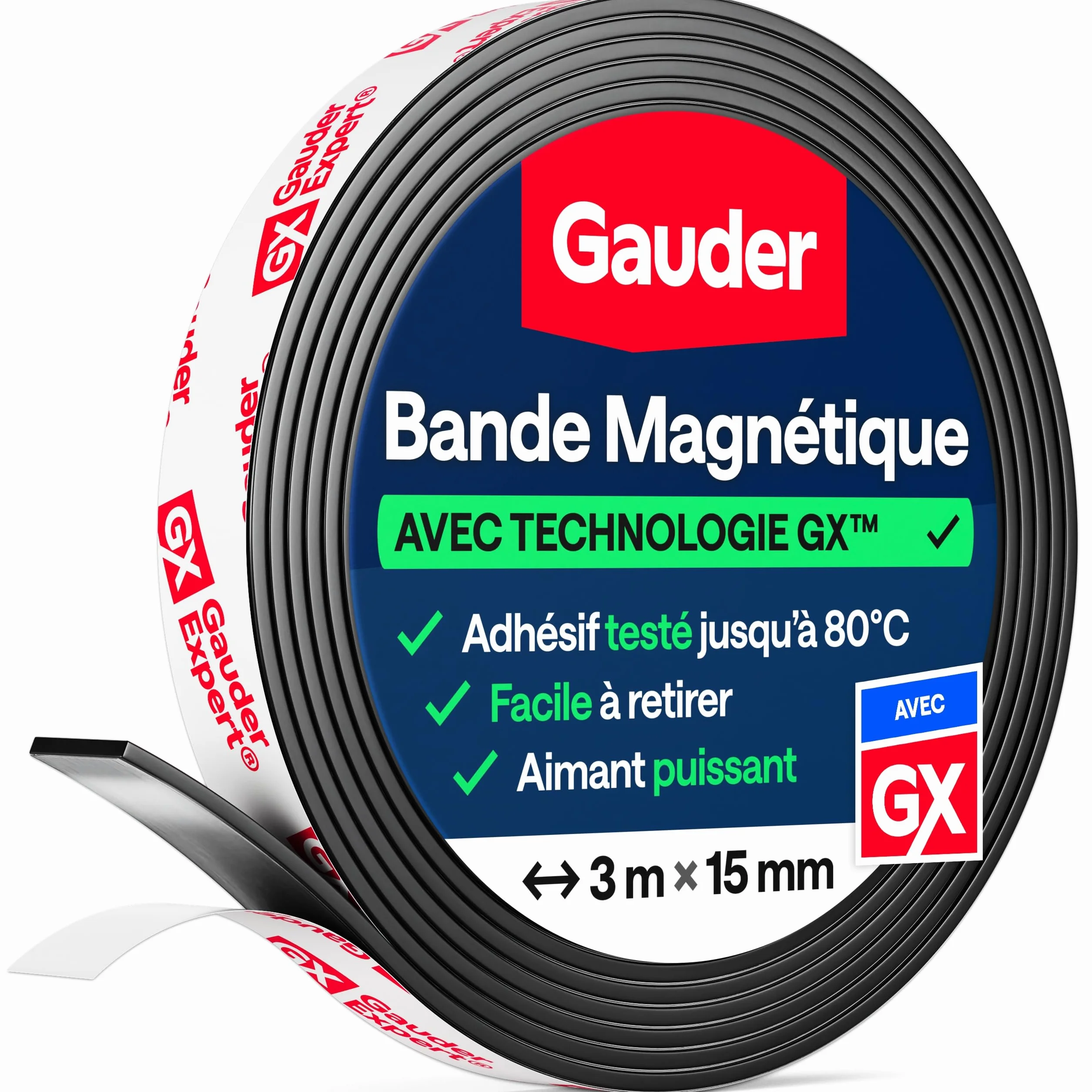 GAUDER Bande Magnétique Adhésif Puissant 3 m x 15 mm Ruban Aimanté Autocollant