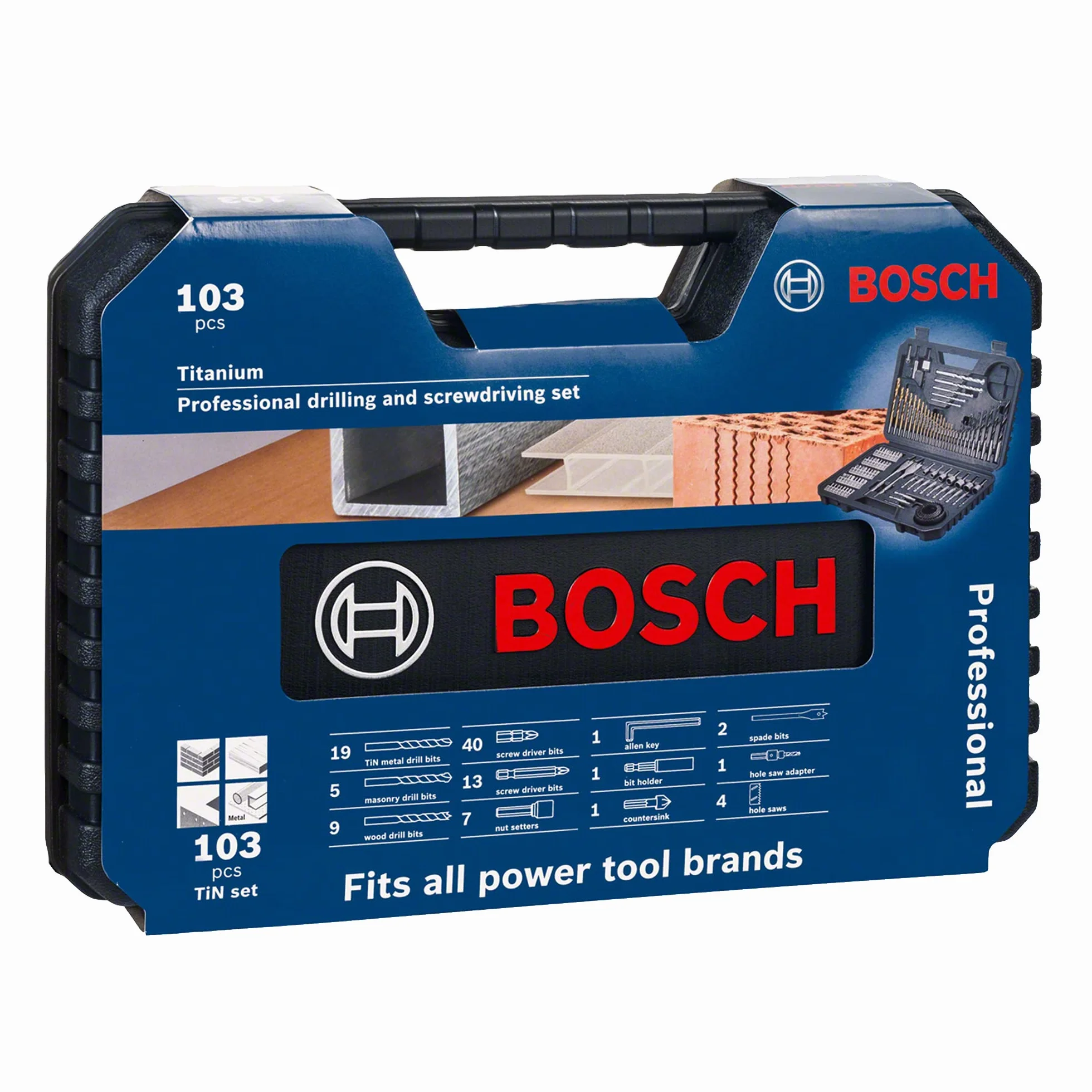 Bosch Professional 103 pièces Jeu de forets et d'embouts pour bois pierre métal