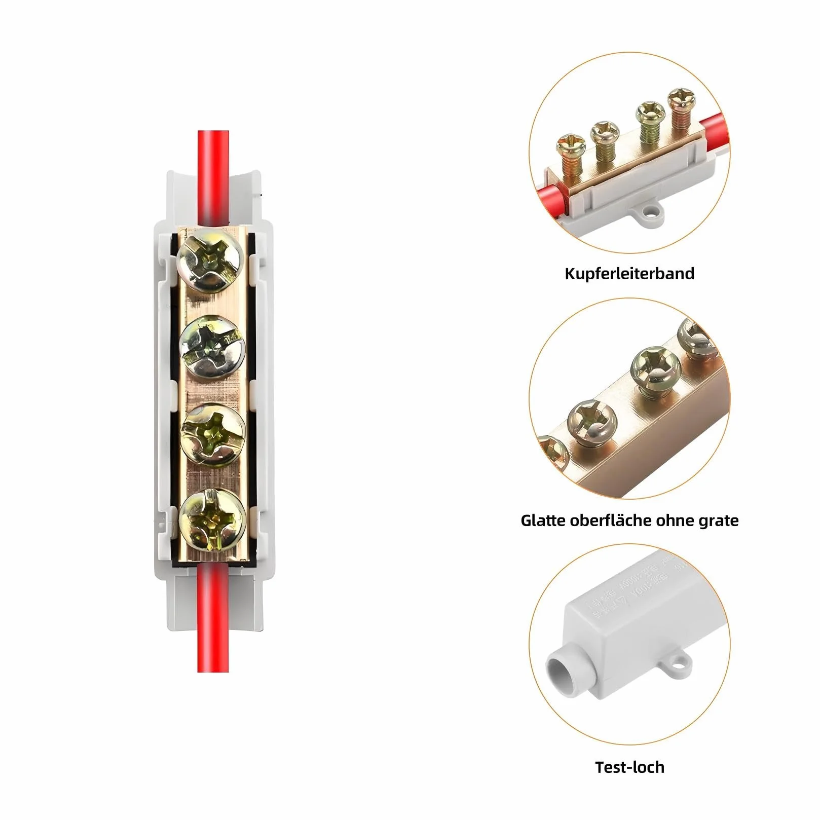 Connecteurs de passage 2 broches 100 A 1000 V Bloc de serrage 2,5-16 mm² Boîtier ABS
