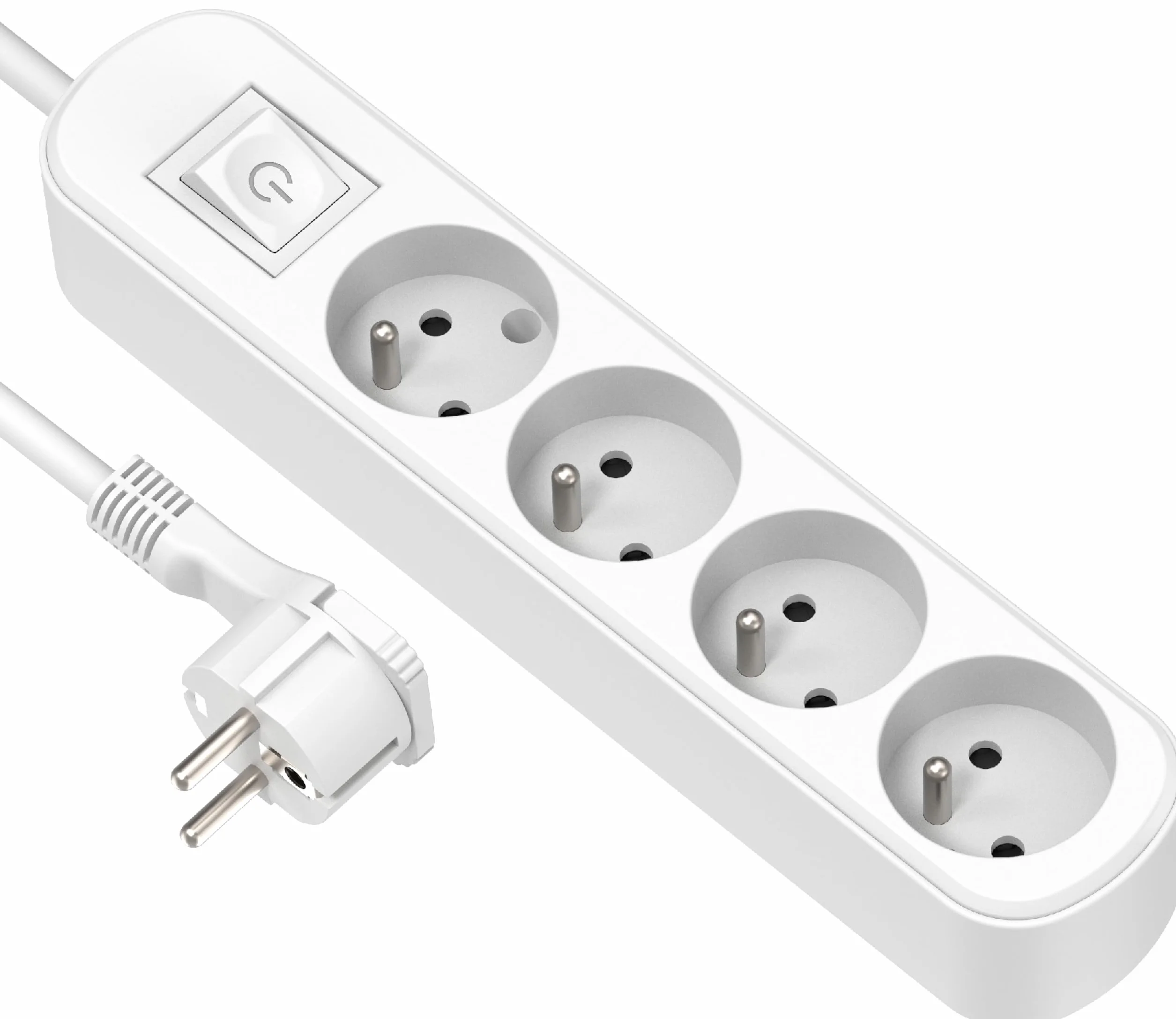 Electraline Bloc 4 prises avec interrupteur 1,5 m Blanc