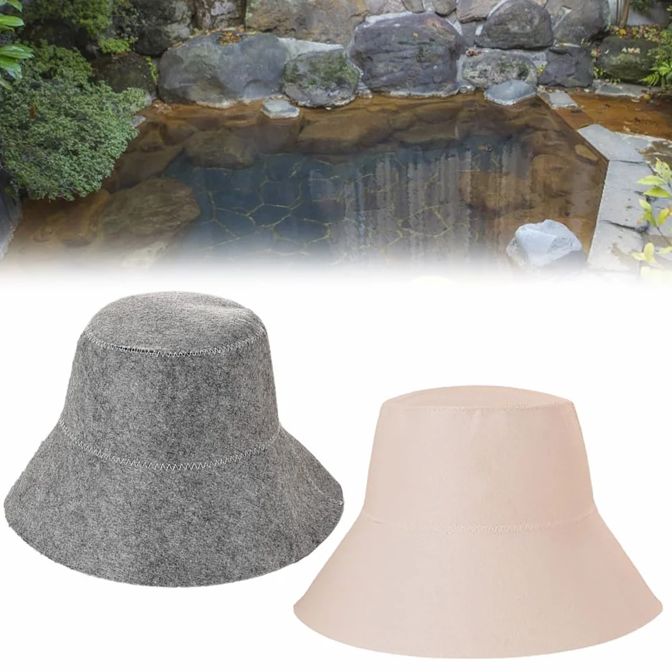 Lecreatekit Chapeau de sauna en feutre pour hammam, bain, spa, lavable en machine, gris