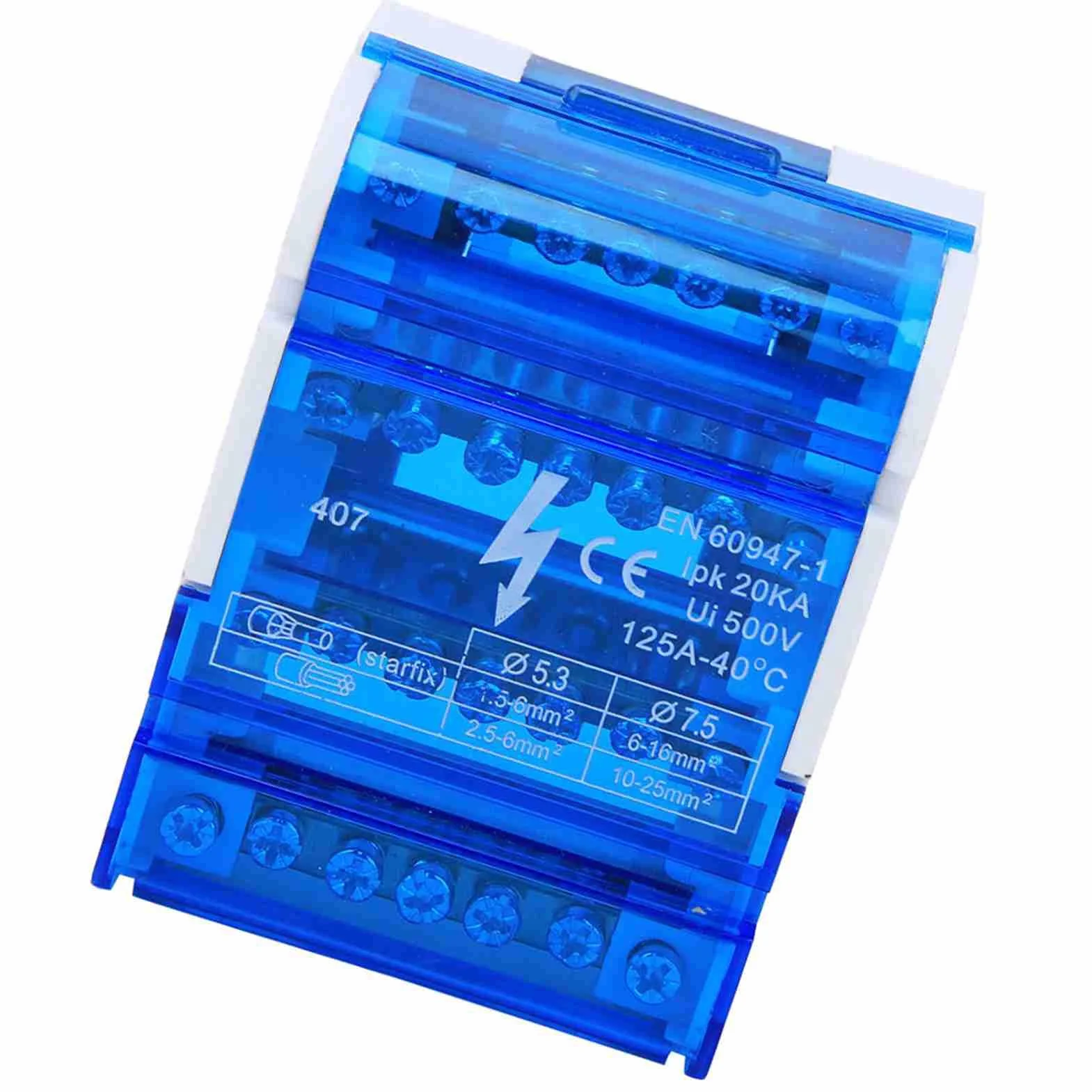 Dioche Répartiteur Tétrapolaire 125A 4 IN 24 OUT Boîte de Distribution Rail Din avec Couvercle Transparent
